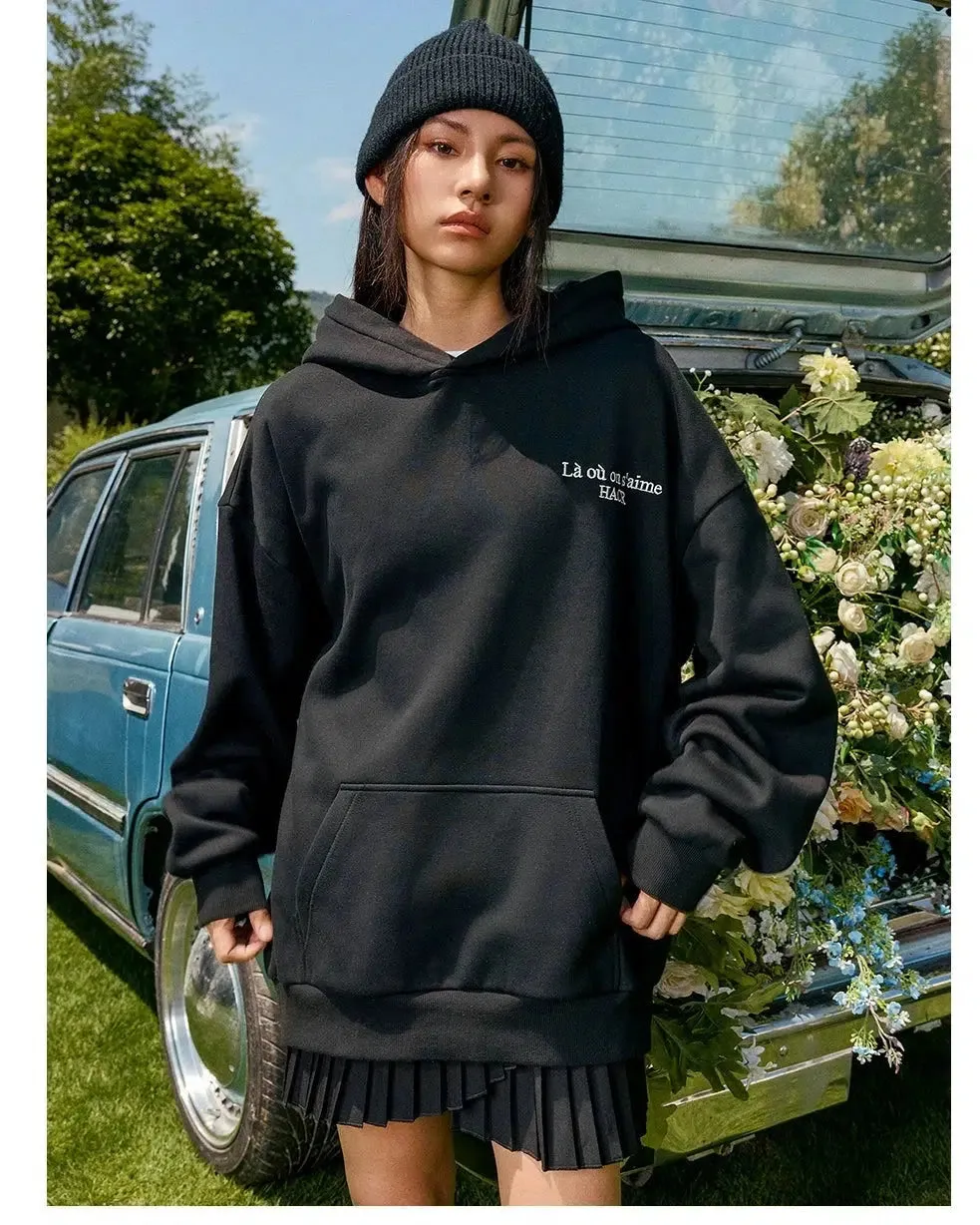 Logo Slogan Embroidered Hoodie