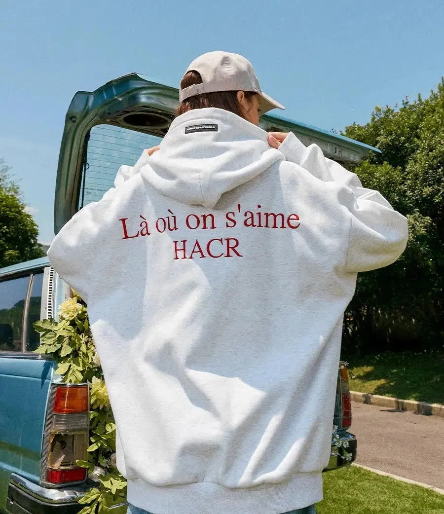 Logo Slogan Embroidered Hoodie