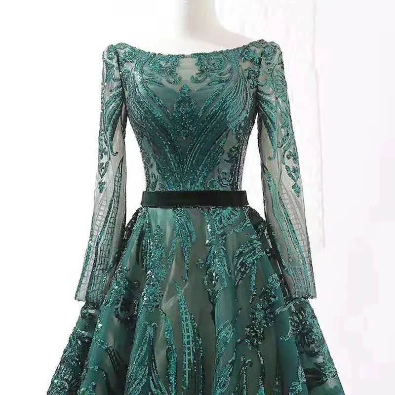 Long sleeves o-neck  evening gown for women