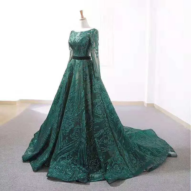 Long sleeves o-neck  evening gown for women