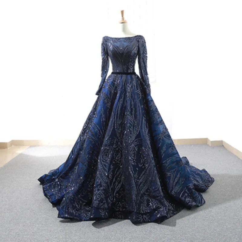 Long sleeves o-neck  evening gown for women