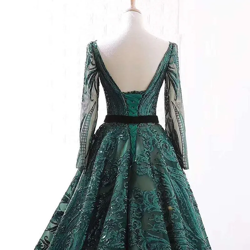 Long sleeves o-neck  evening gown for women