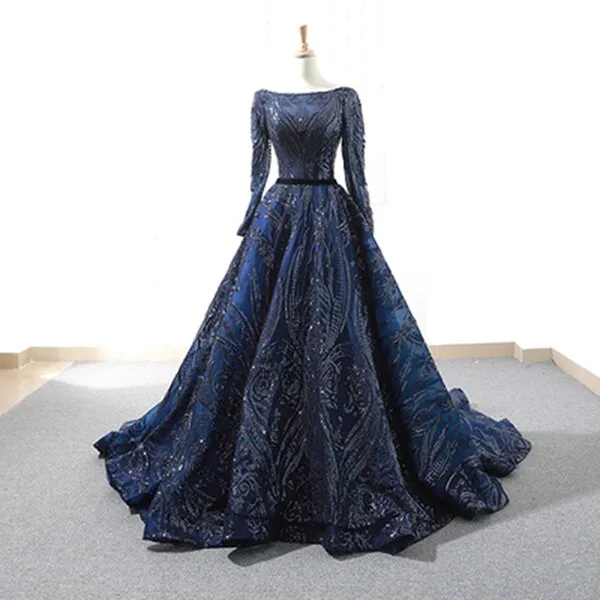 Long sleeves o-neck  evening gown for women