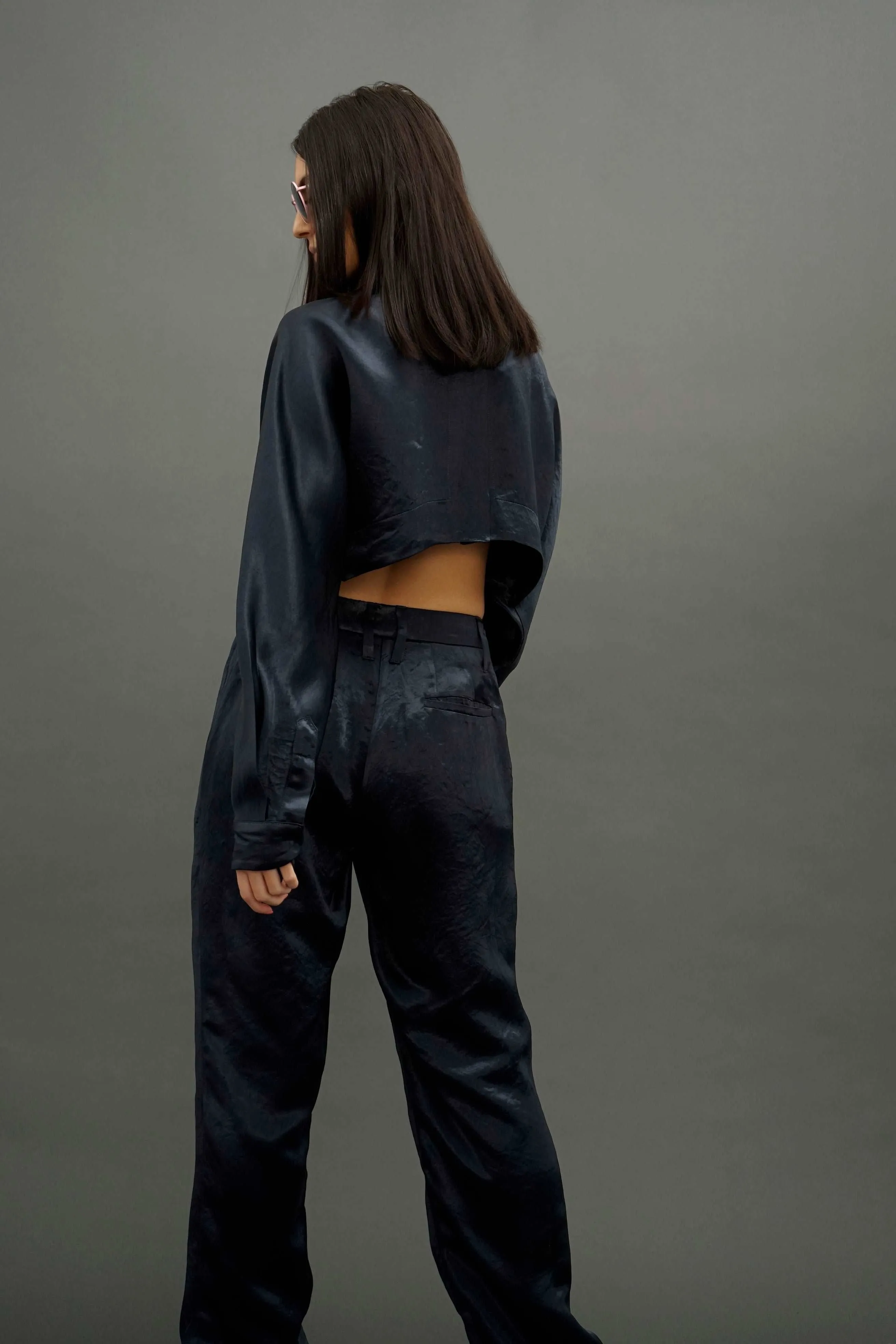 Lore Elegant Navy Long Sleeve Shrug