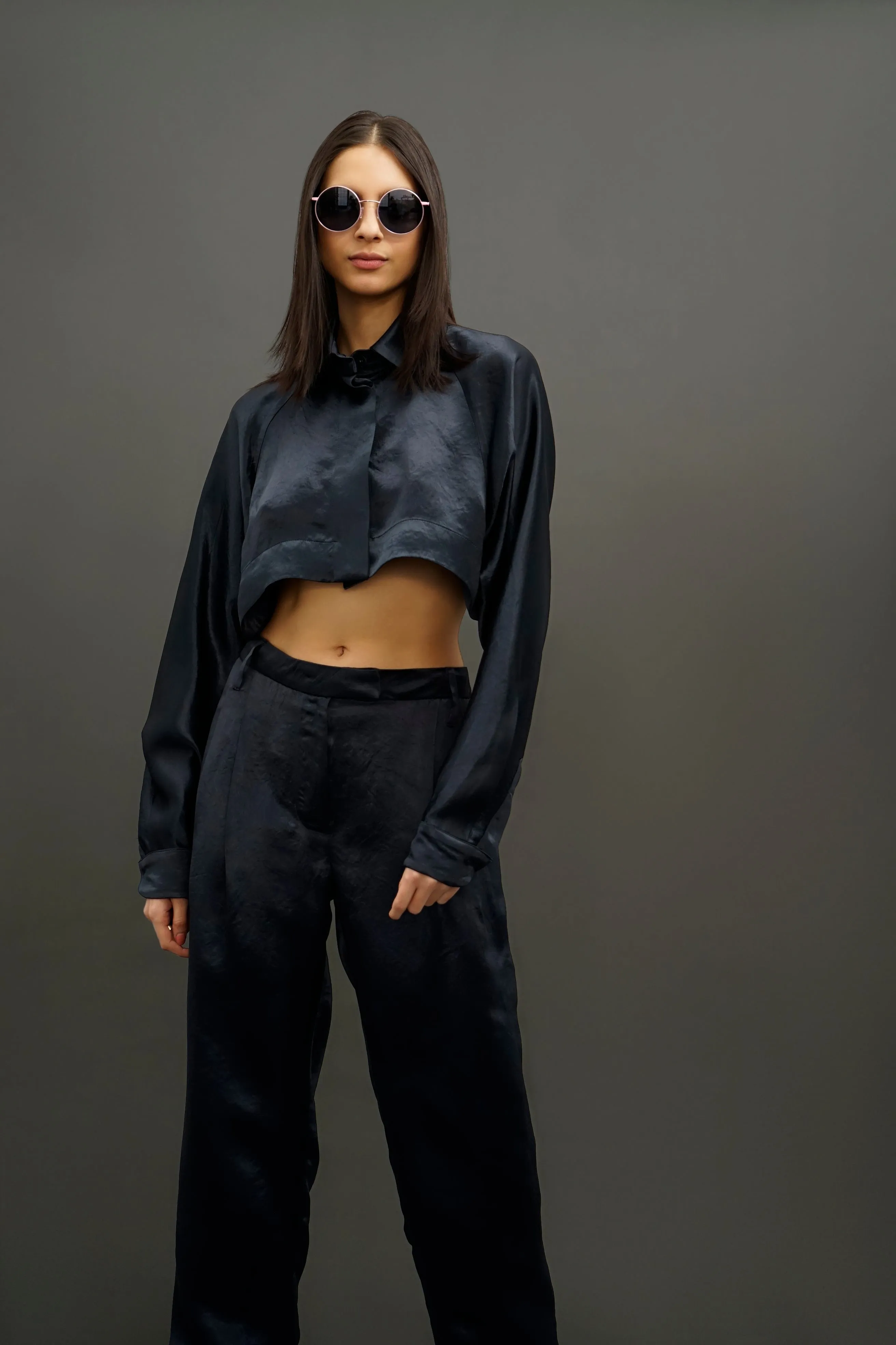 Lore Elegant Navy Long Sleeve Shrug