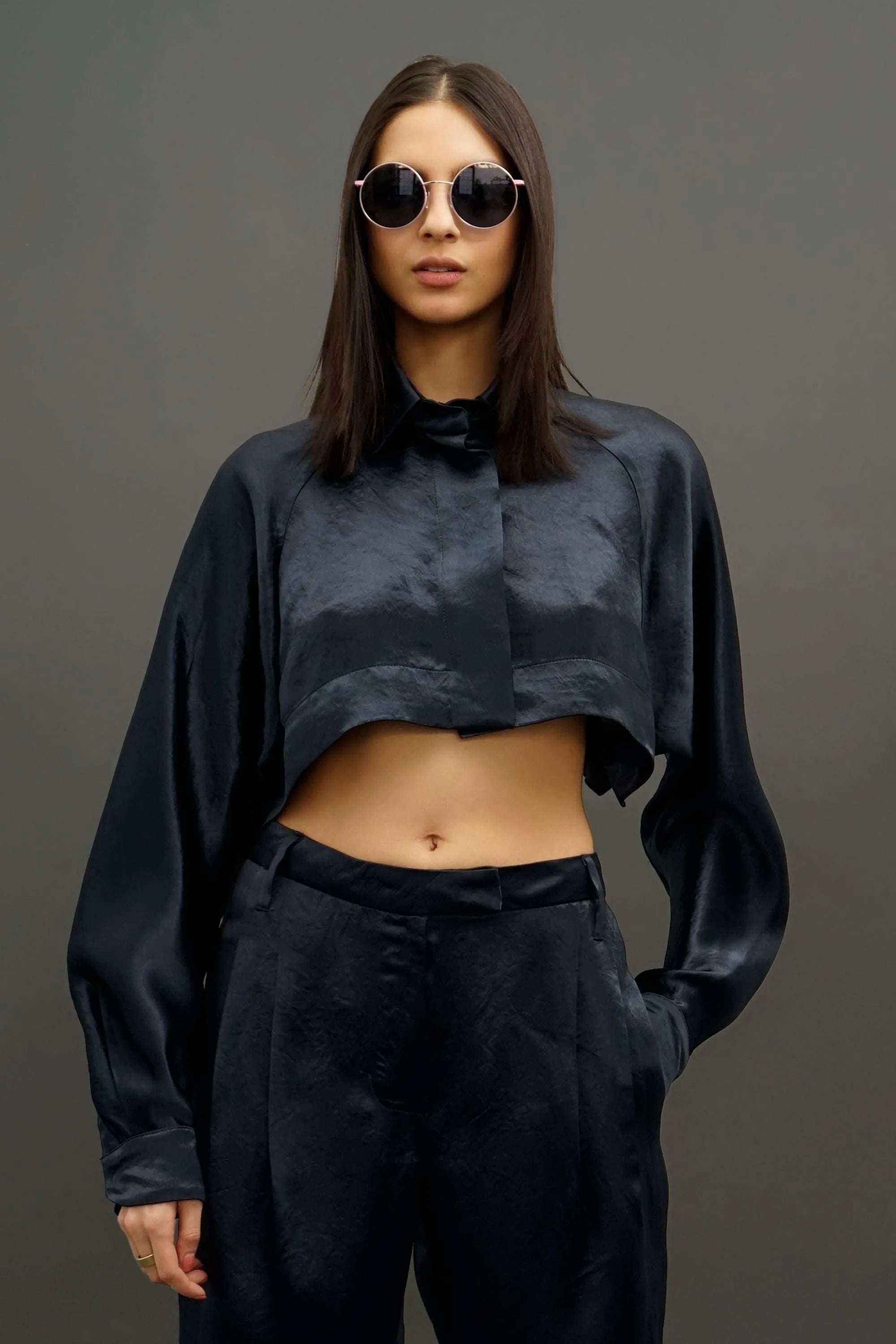 Lore Elegant Navy Long Sleeve Shrug