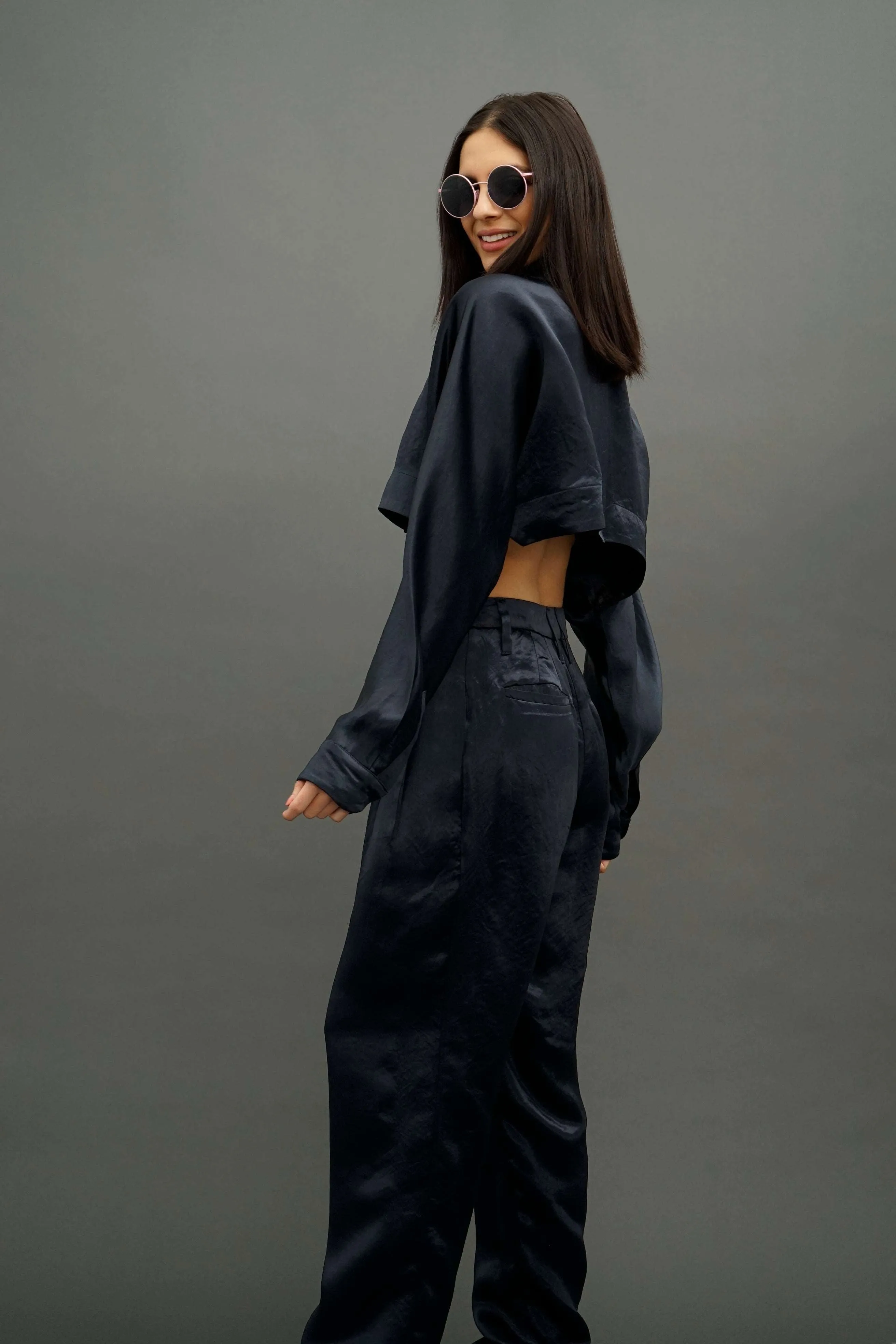 Lore Elegant Navy Long Sleeve Shrug