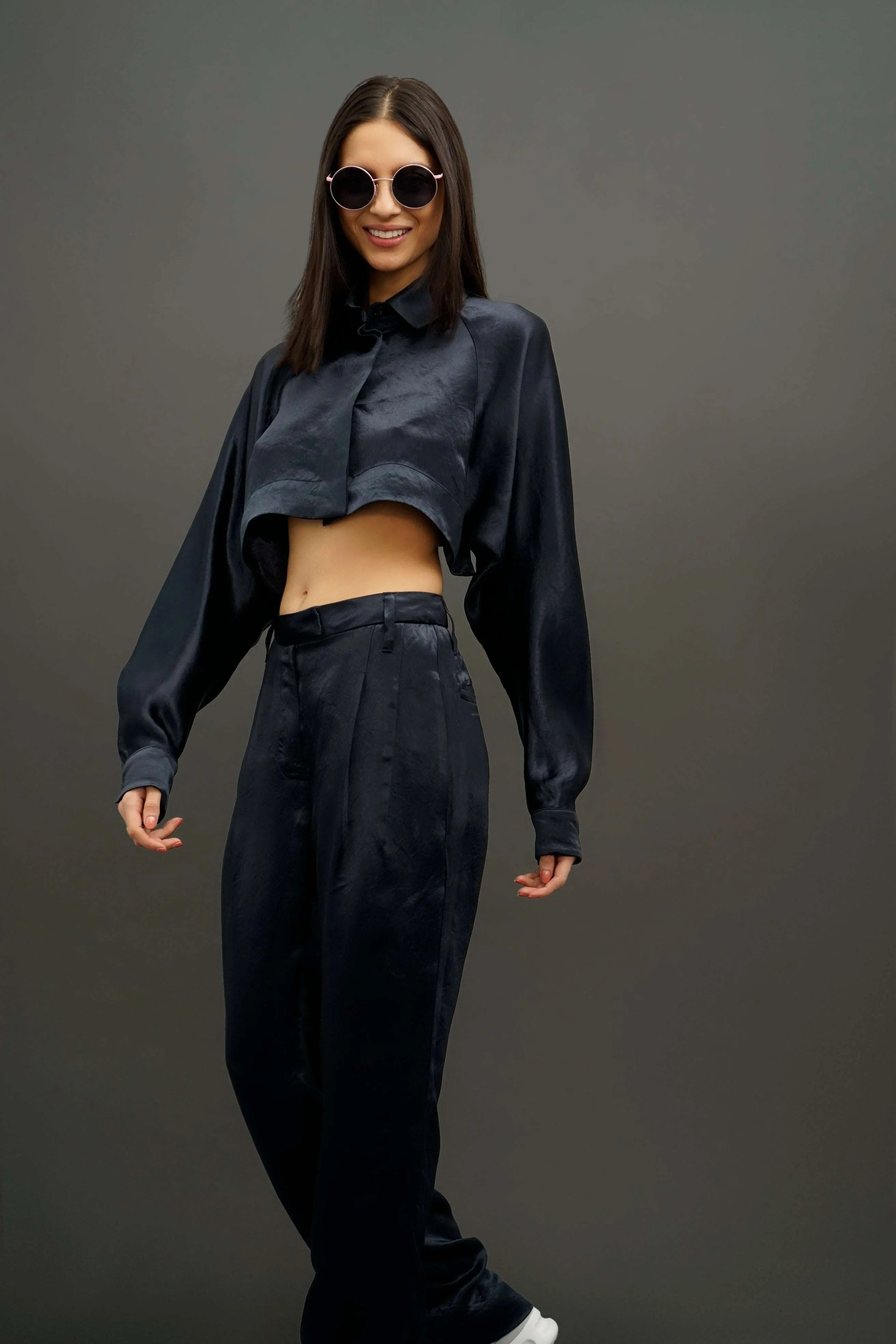 Lore Elegant Navy Long Sleeve Shrug