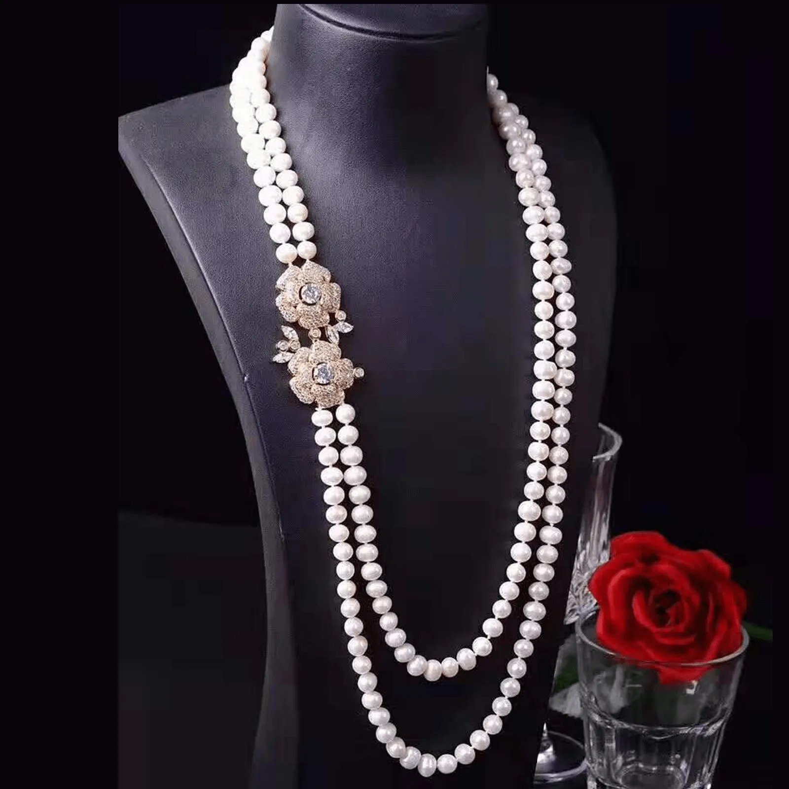 Luxurious Double Strand Freshwater Pearl Necklace
