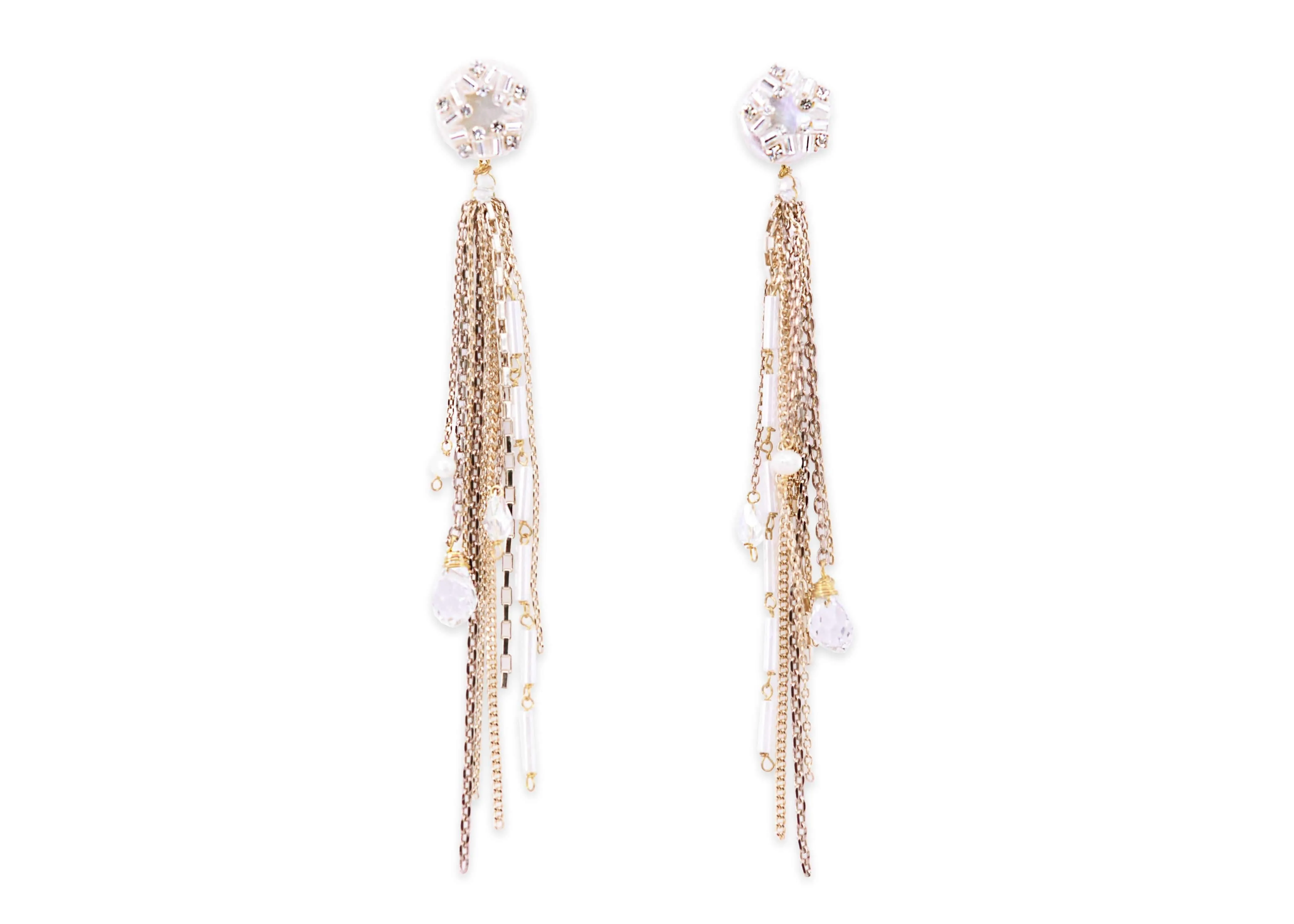 Luxurious golden tassel earrings