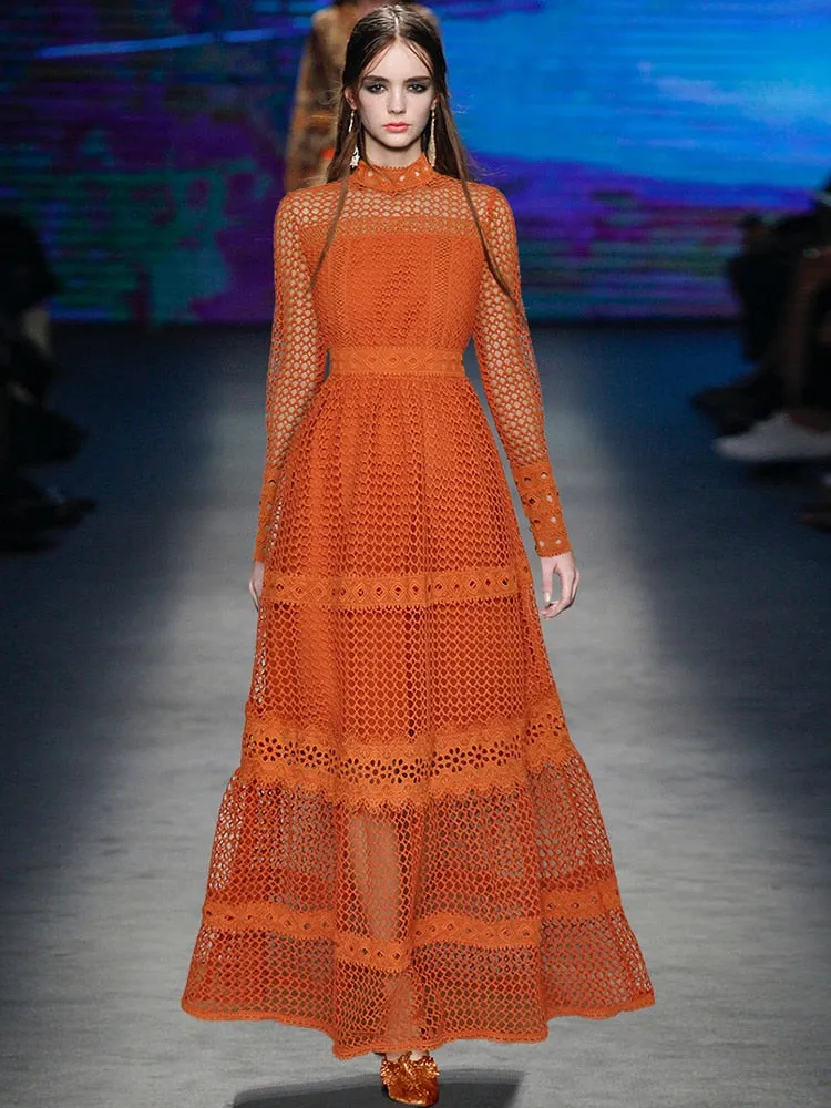 MADALEINE Designer High Quality Elegant Crochet Long Dress - New