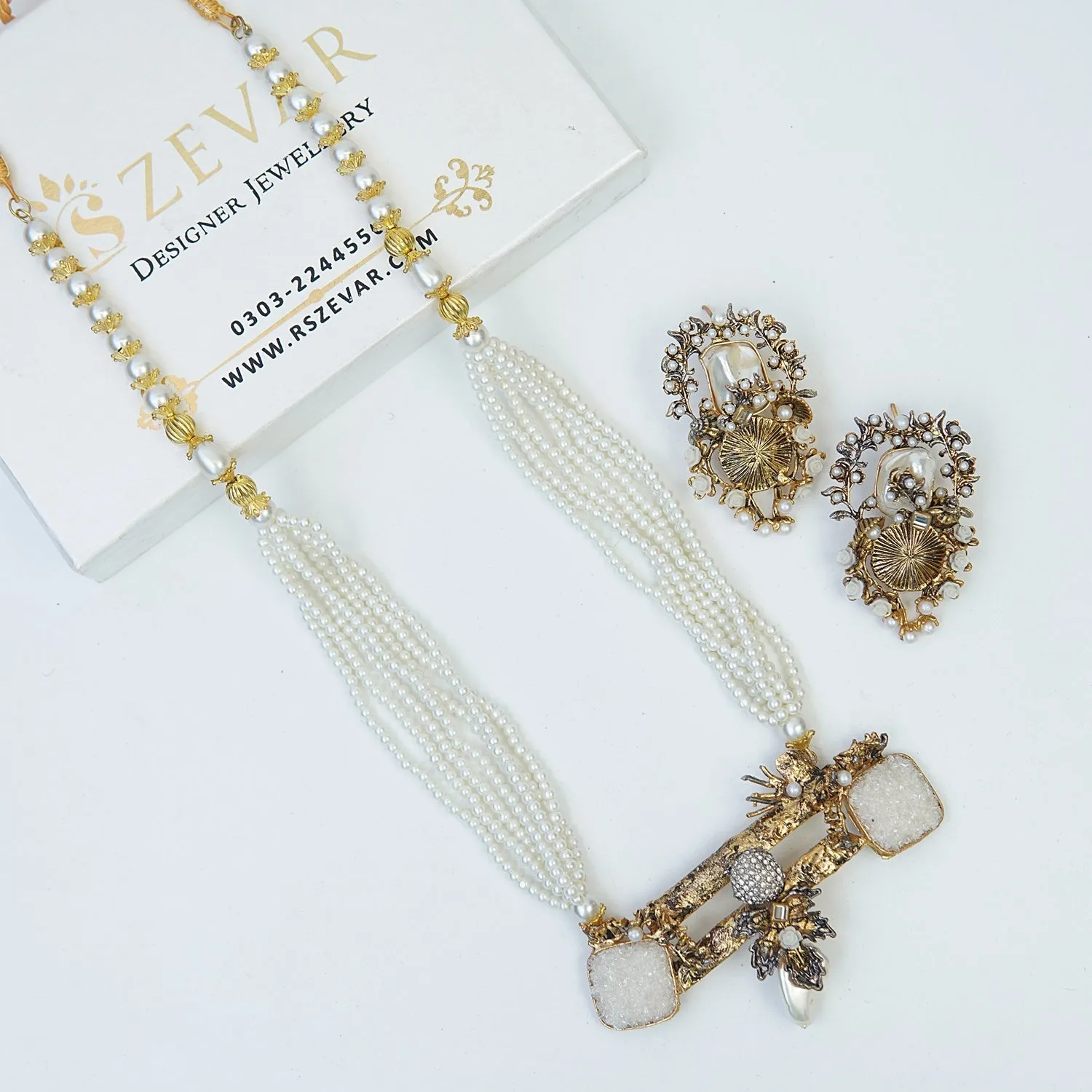 Madrasi Handwork Mother Pearl Pendant Set