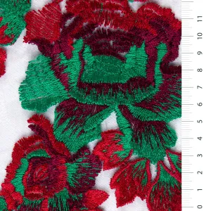 Maltese Style Floral Pattern Lace Embroidery Green Fabric