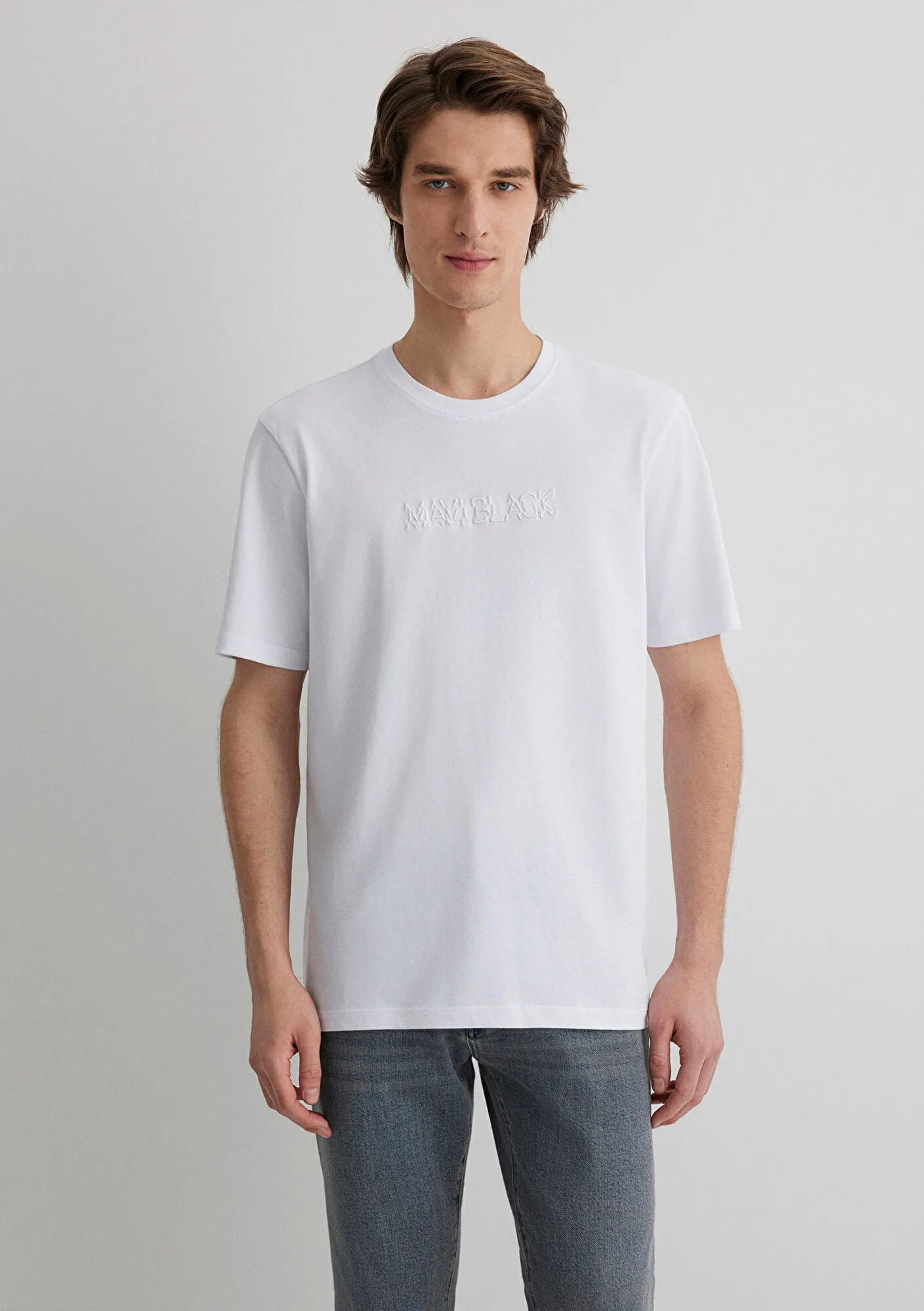 Mavi Black Emroidered White T-Shirt