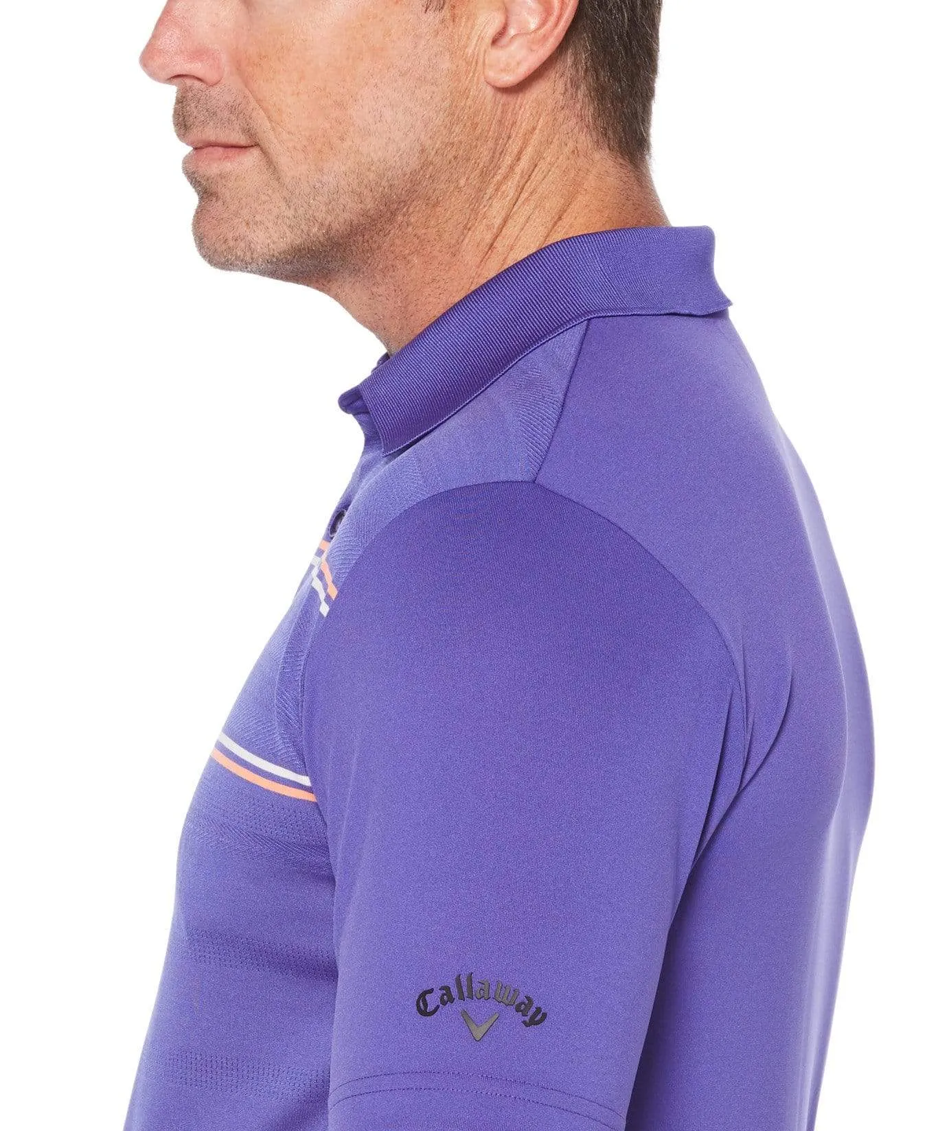 Mens Ventilated Engineered Stripe Polo