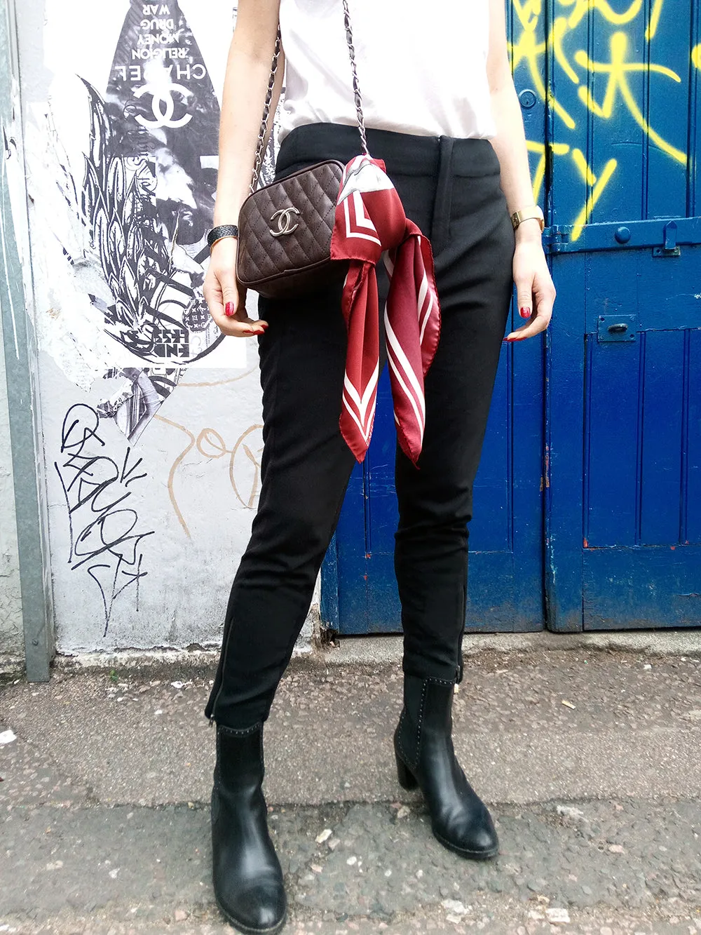 MERLE Burgundy Print Silk Scarf