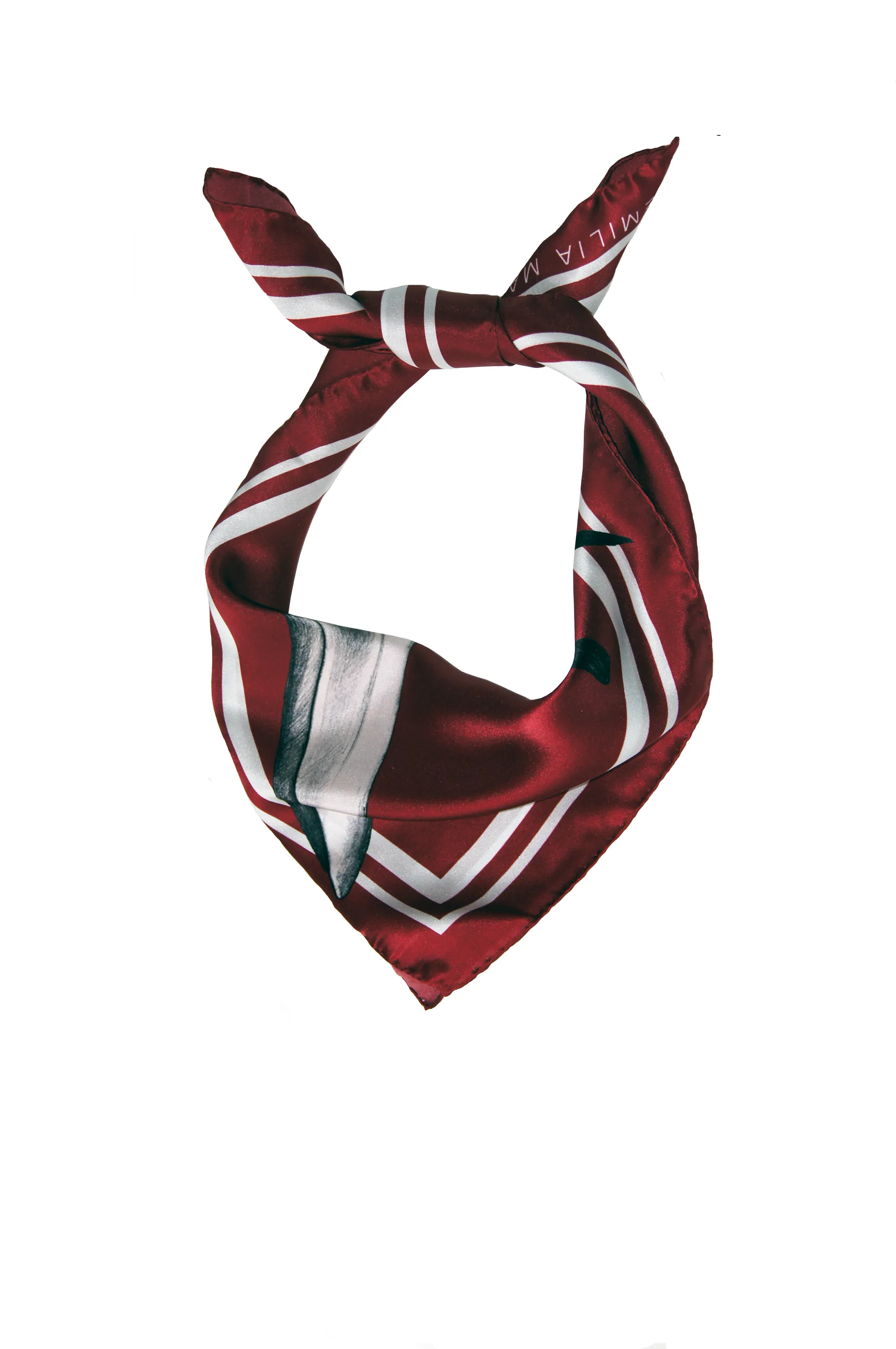 MERLE Burgundy Print Silk Scarf