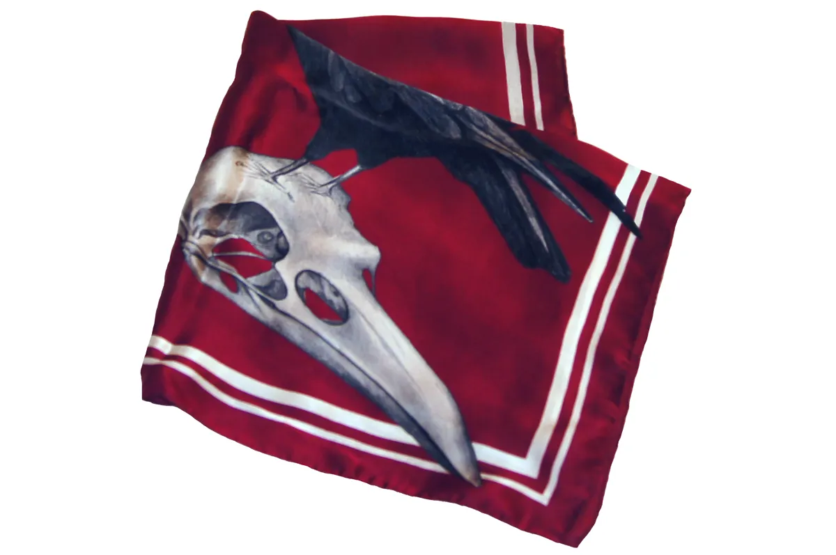 MERLE Burgundy Print Silk Scarf