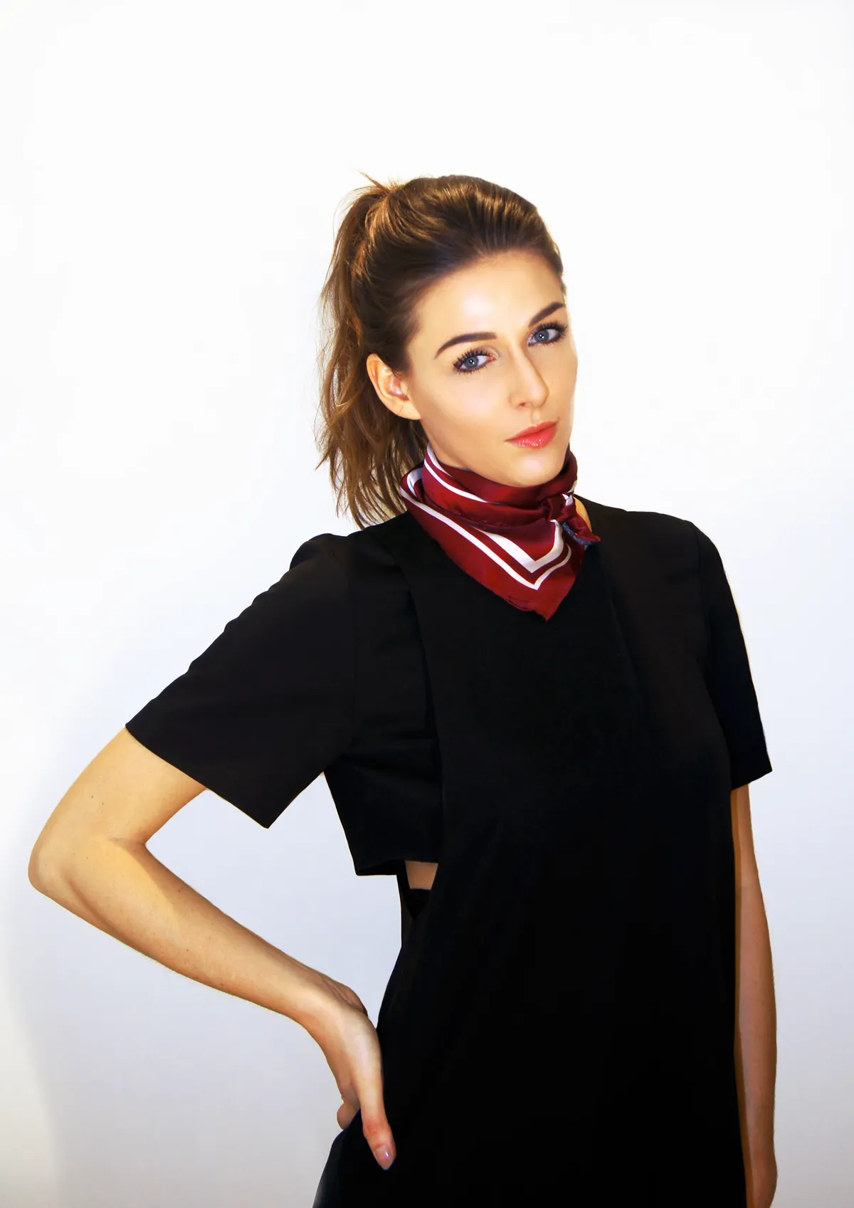MERLE Burgundy Print Silk Scarf
