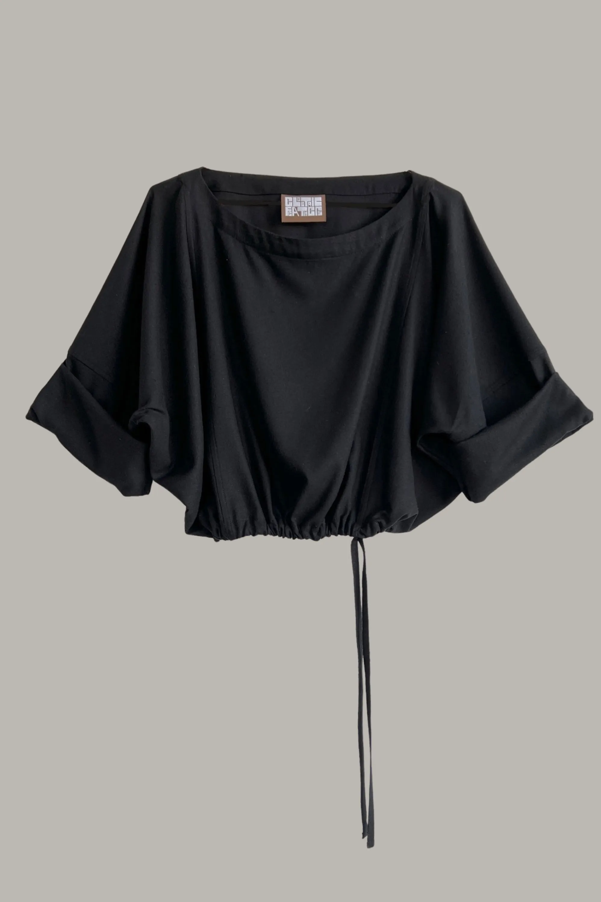 Moonrise Drawstring Pullover Raw Silk Black Kohl {Made to Order}