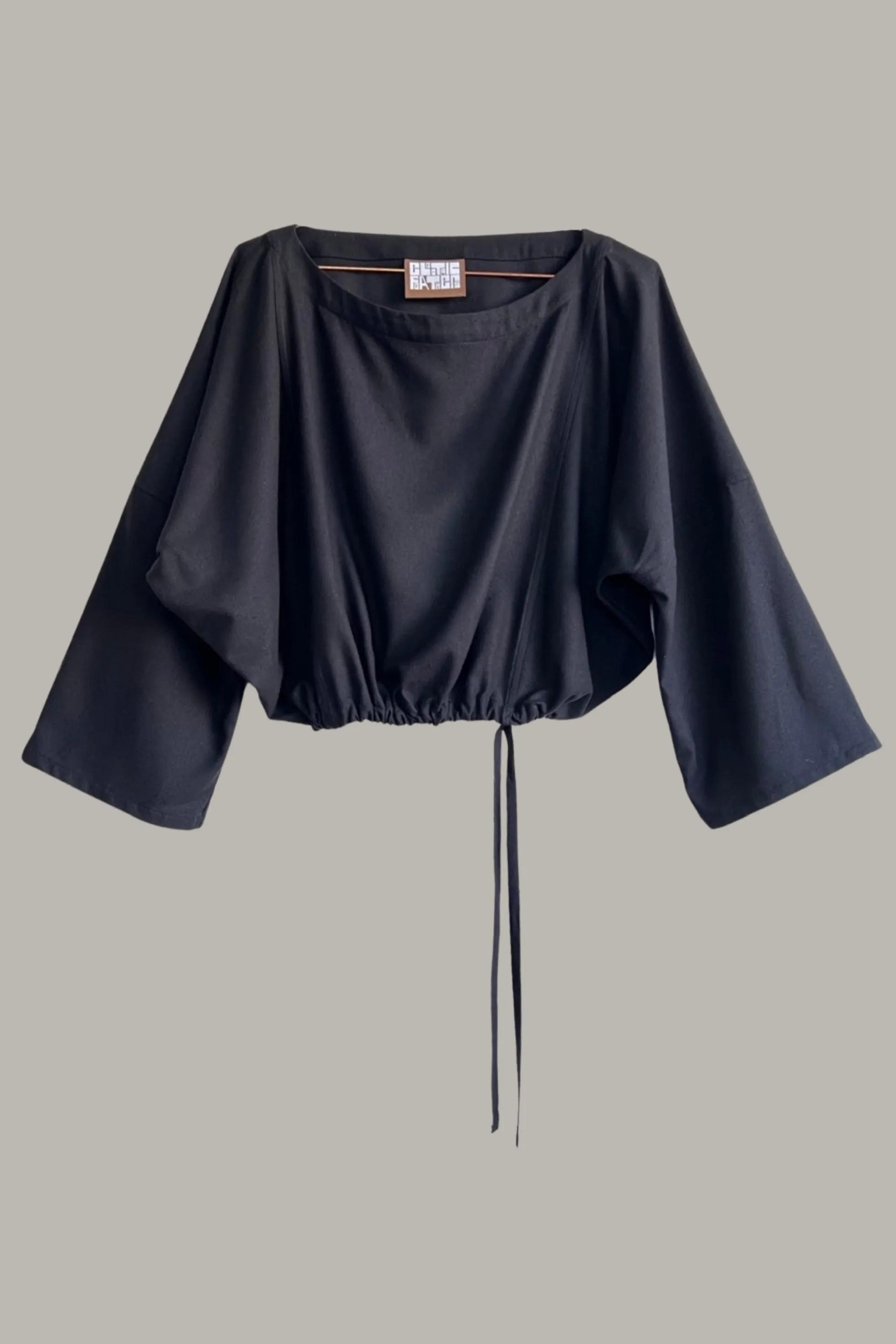 Moonrise Drawstring Pullover Raw Silk Black Kohl {Made to Order}