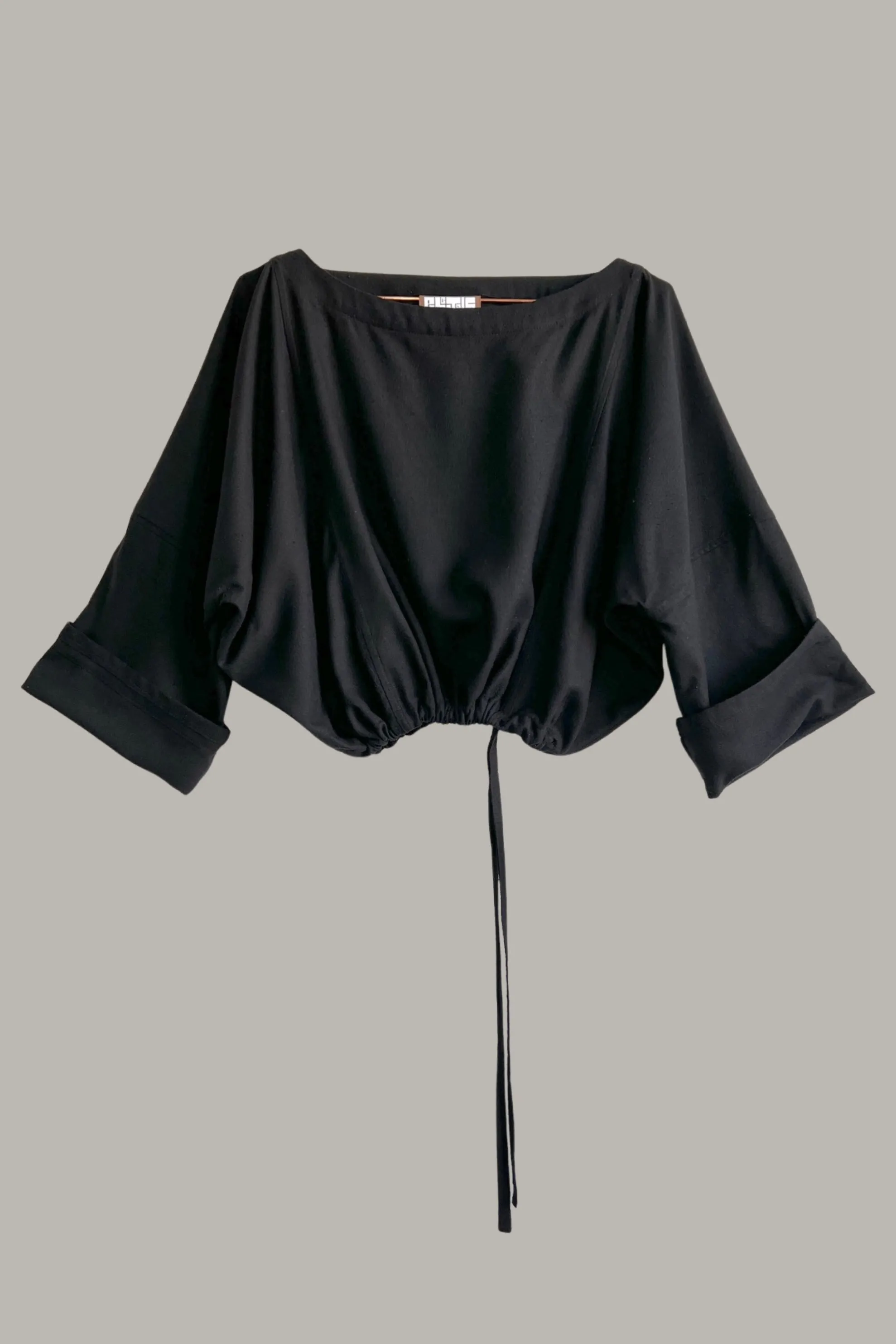 Moonrise Drawstring Pullover Raw Silk Black Kohl {Made to Order}