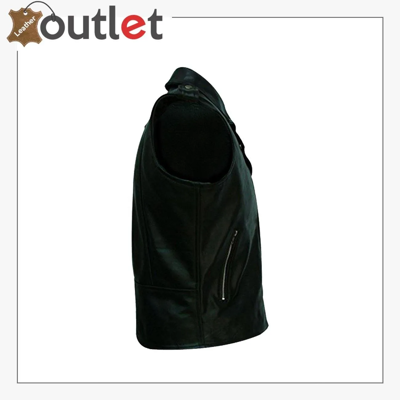 Motorcycle Mens Genuine Leather Biker Vest