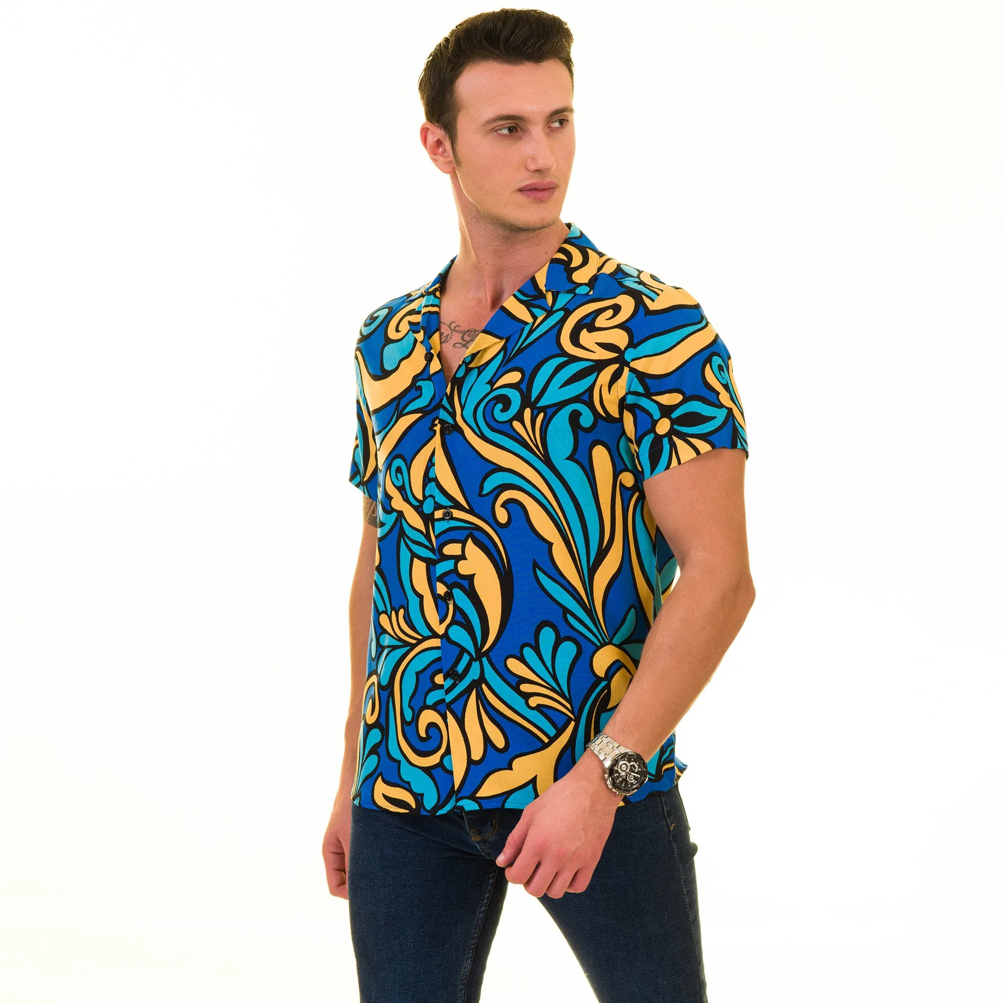 Multi Color European Made & Designed Hawaiian Summer Shirts For Men