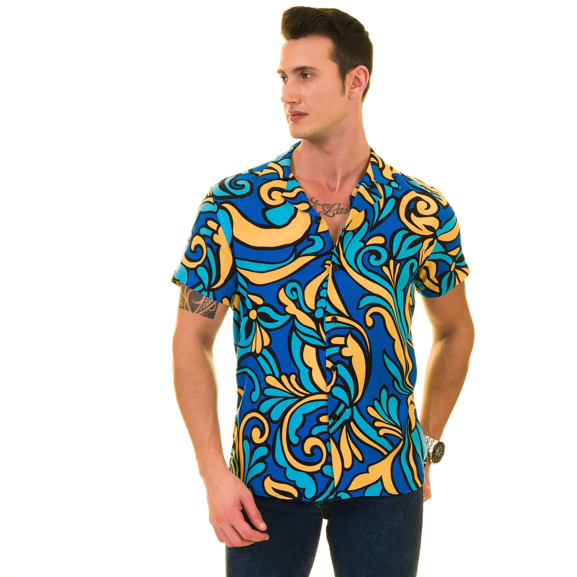 Multi Color European Made & Designed Hawaiian Summer Shirts For Men