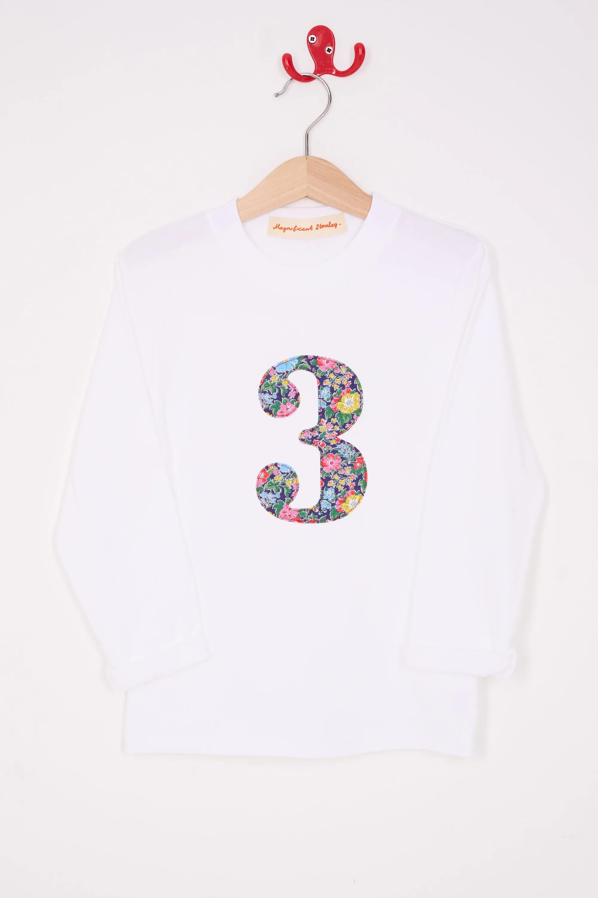 Number White T-Shirt in Clare Rich Liberty Print