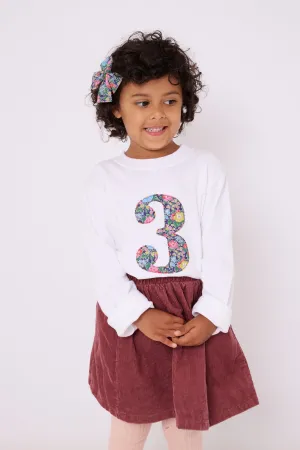 Number White T-Shirt in Clare Rich Liberty Print