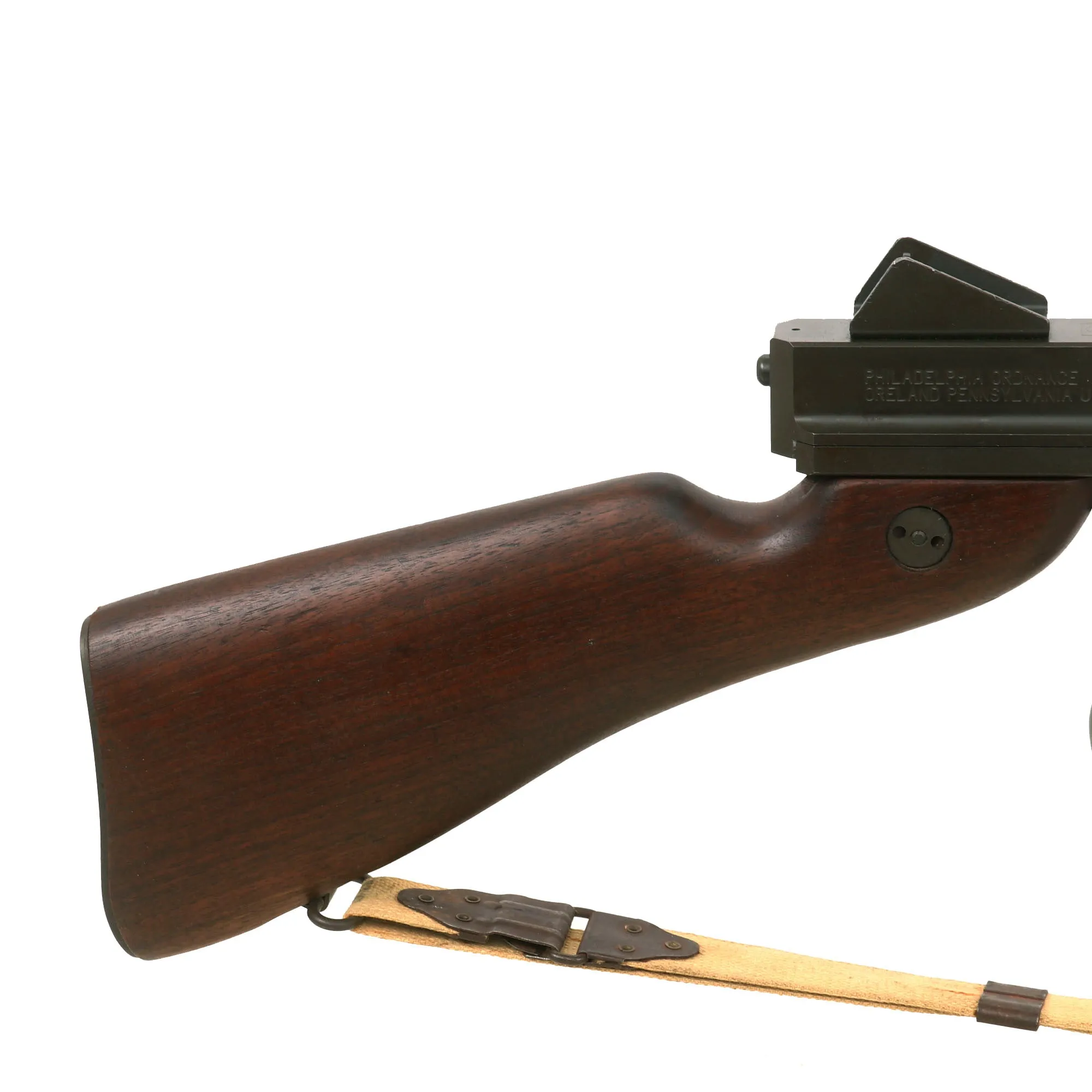 Original U.S. WWII Thompson M1 Display SMG with Philadelphia Ordnance Steel Receiver, Magazine & Replica Sling