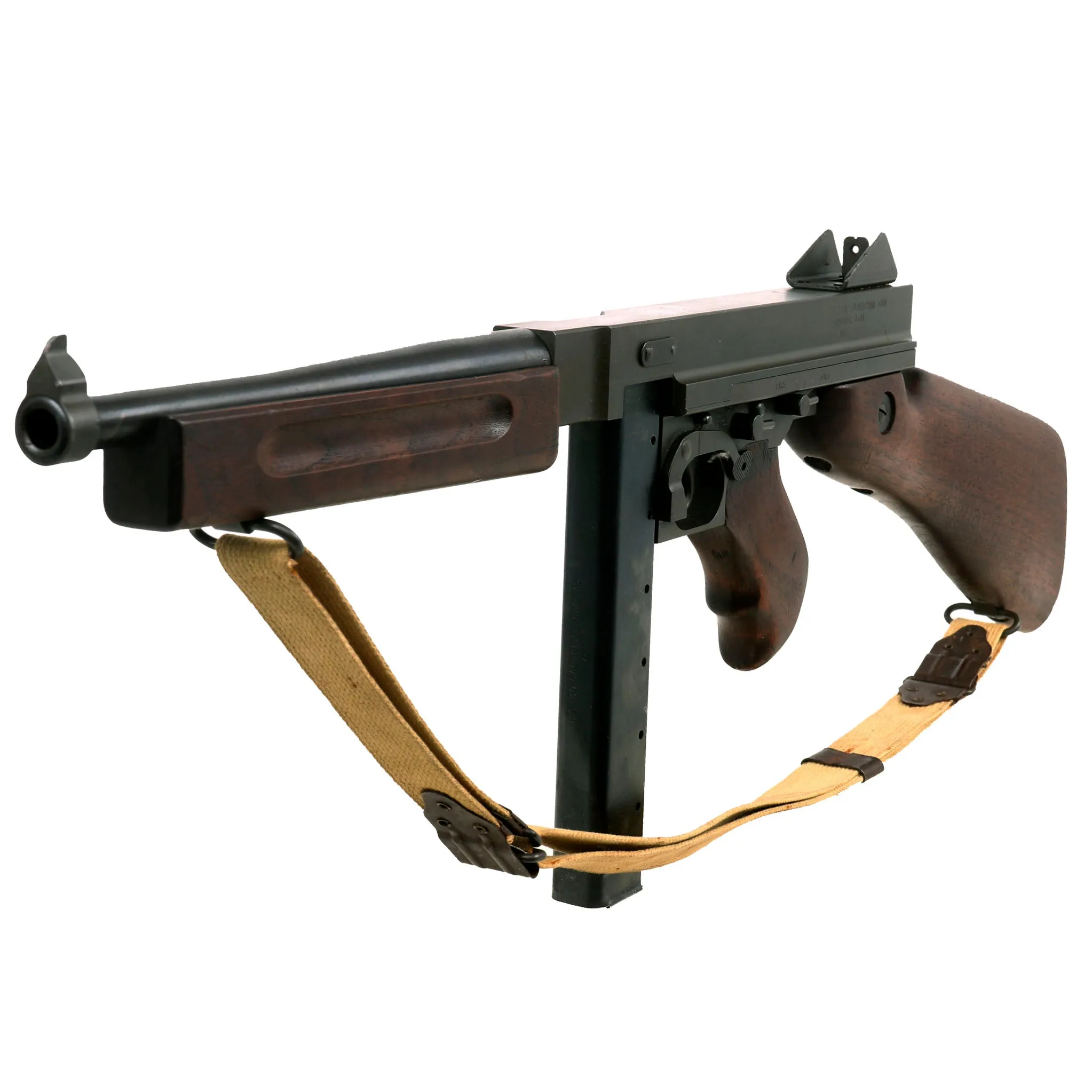 Original U.S. WWII Thompson M1 Display SMG with Philadelphia Ordnance Steel Receiver, Magazine & Replica Sling