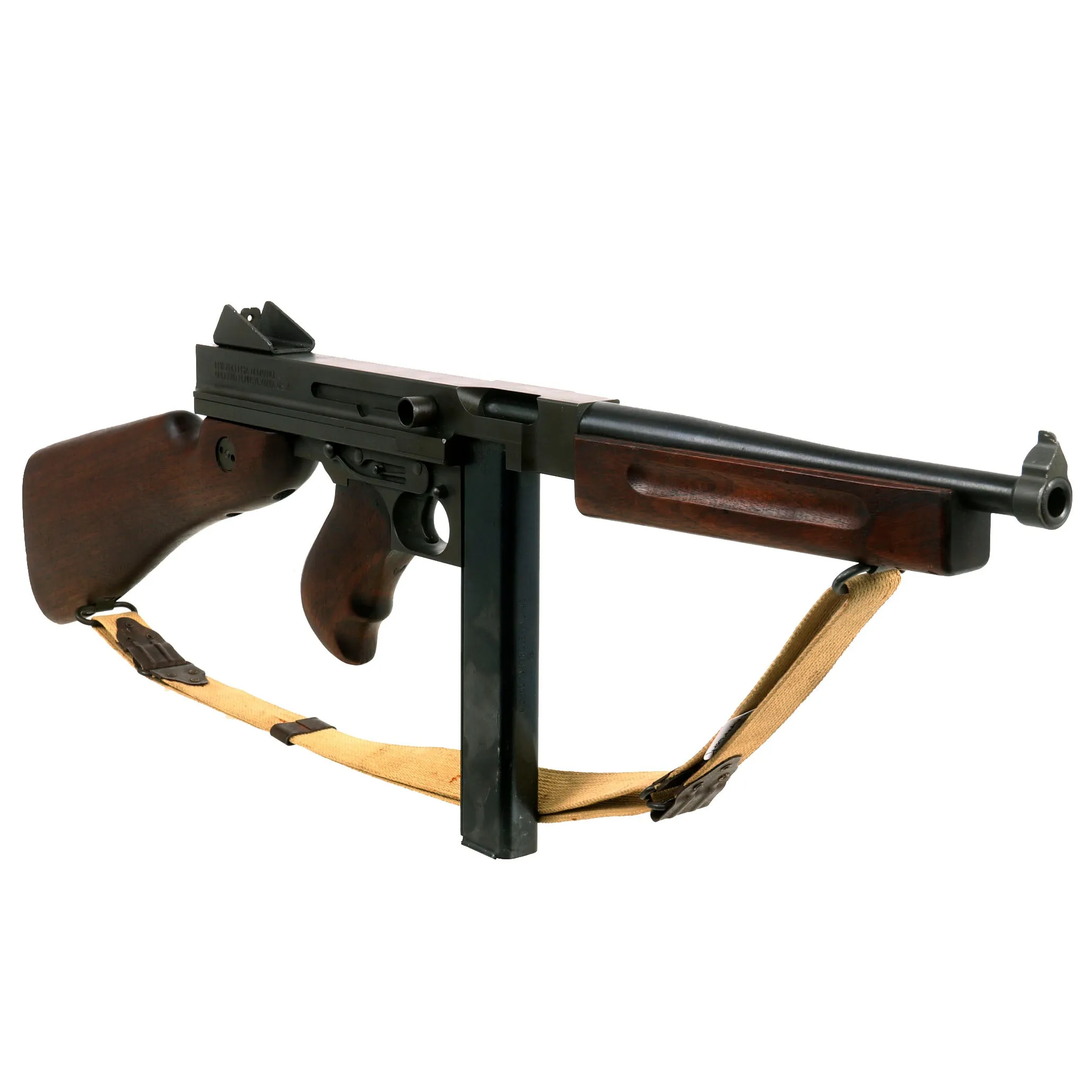 Original U.S. WWII Thompson M1 Display SMG with Philadelphia Ordnance Steel Receiver, Magazine & Replica Sling