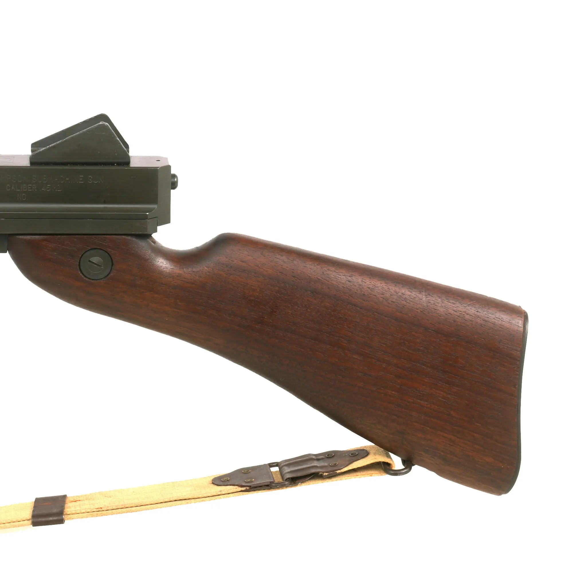 Original U.S. WWII Thompson M1 Display SMG with Philadelphia Ordnance Steel Receiver, Magazine & Replica Sling