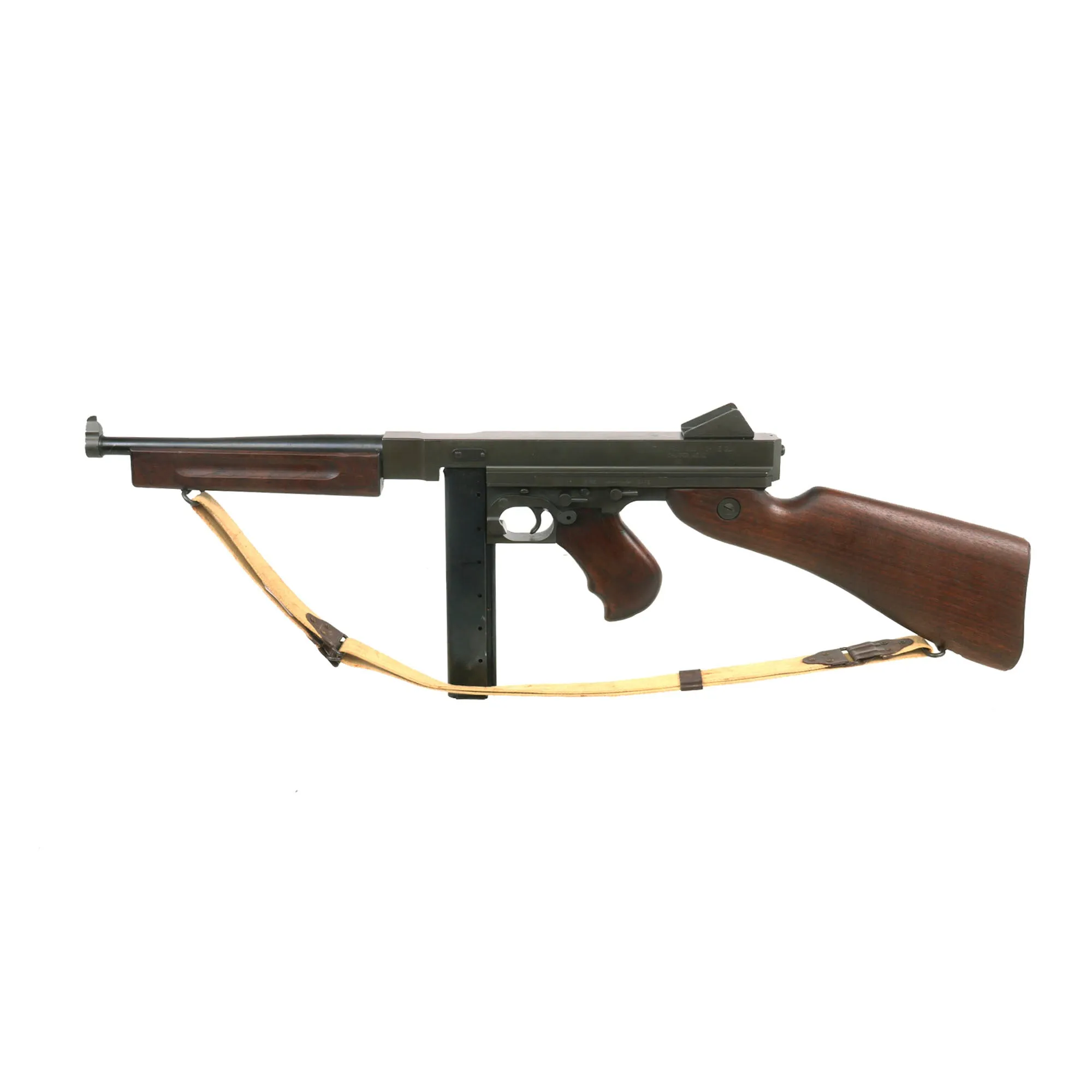 Original U.S. WWII Thompson M1 Display SMG with Philadelphia Ordnance Steel Receiver, Magazine & Replica Sling