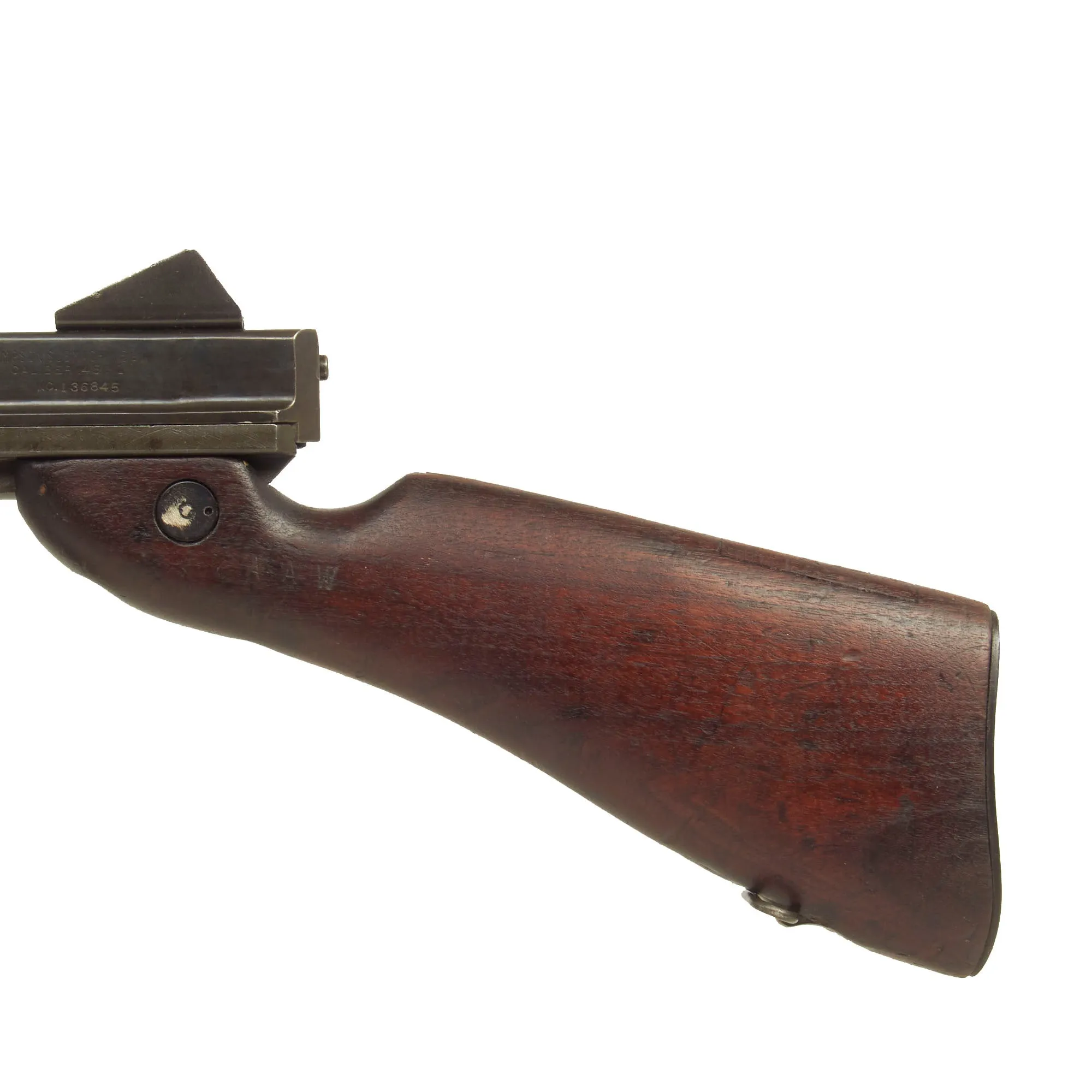 Original U.S. WWII Thompson M1 Display Submachine Gun by Auto Ordnance Serial 136845 - Original WWII Parts