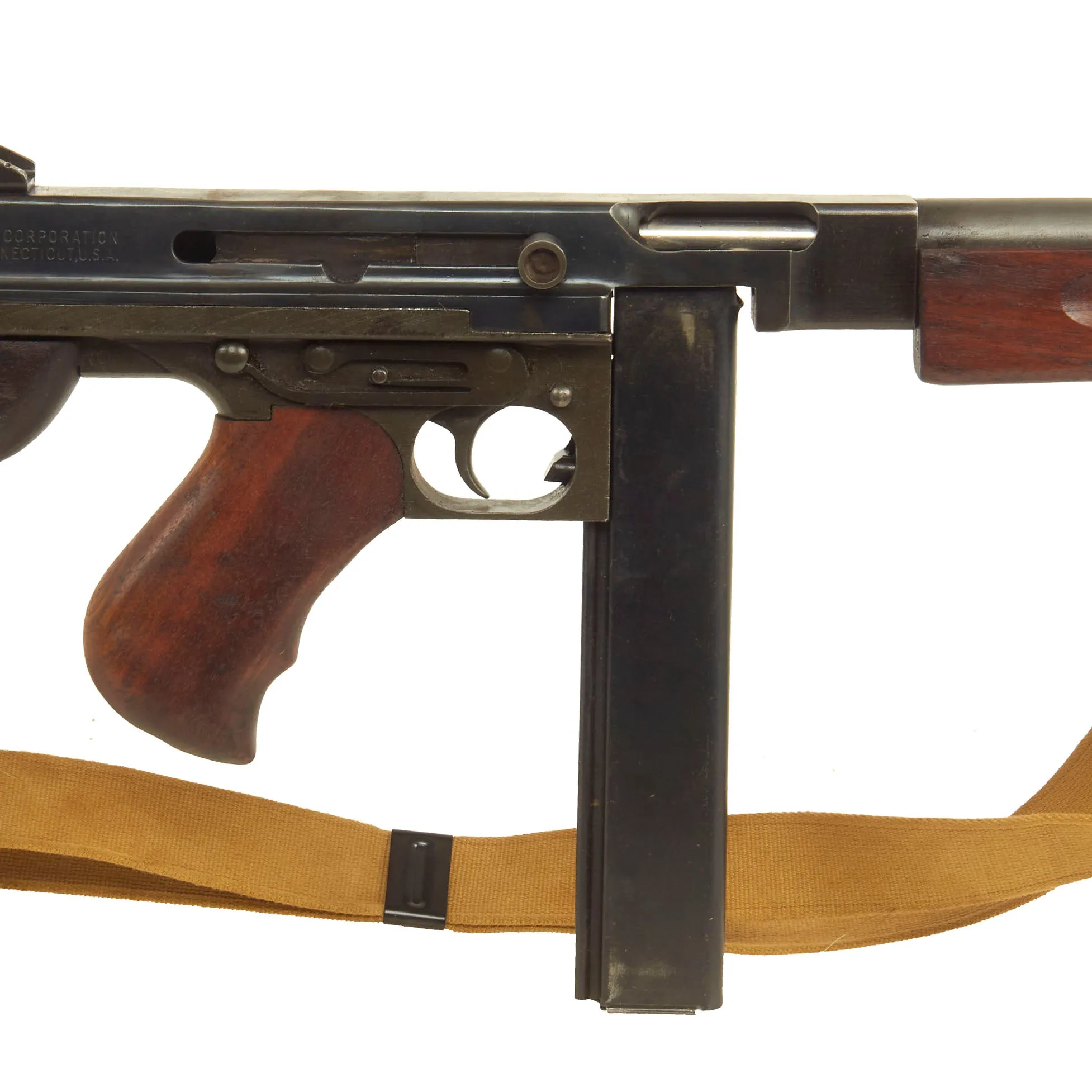 Original U.S. WWII Thompson M1A1 Display Submachine Gun by Auto Ordnance Serial 253744 with Internal Components