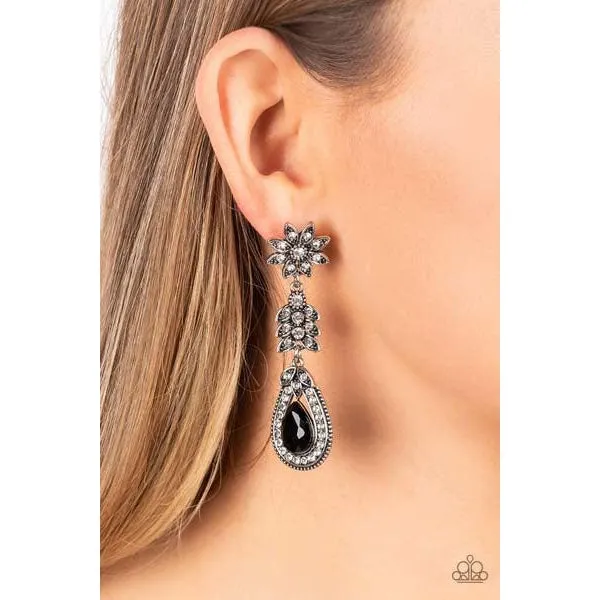 Paparazzi Floral Fantasy - Black Pierced Earrings
