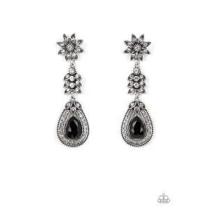 Paparazzi Floral Fantasy - Black Pierced Earrings