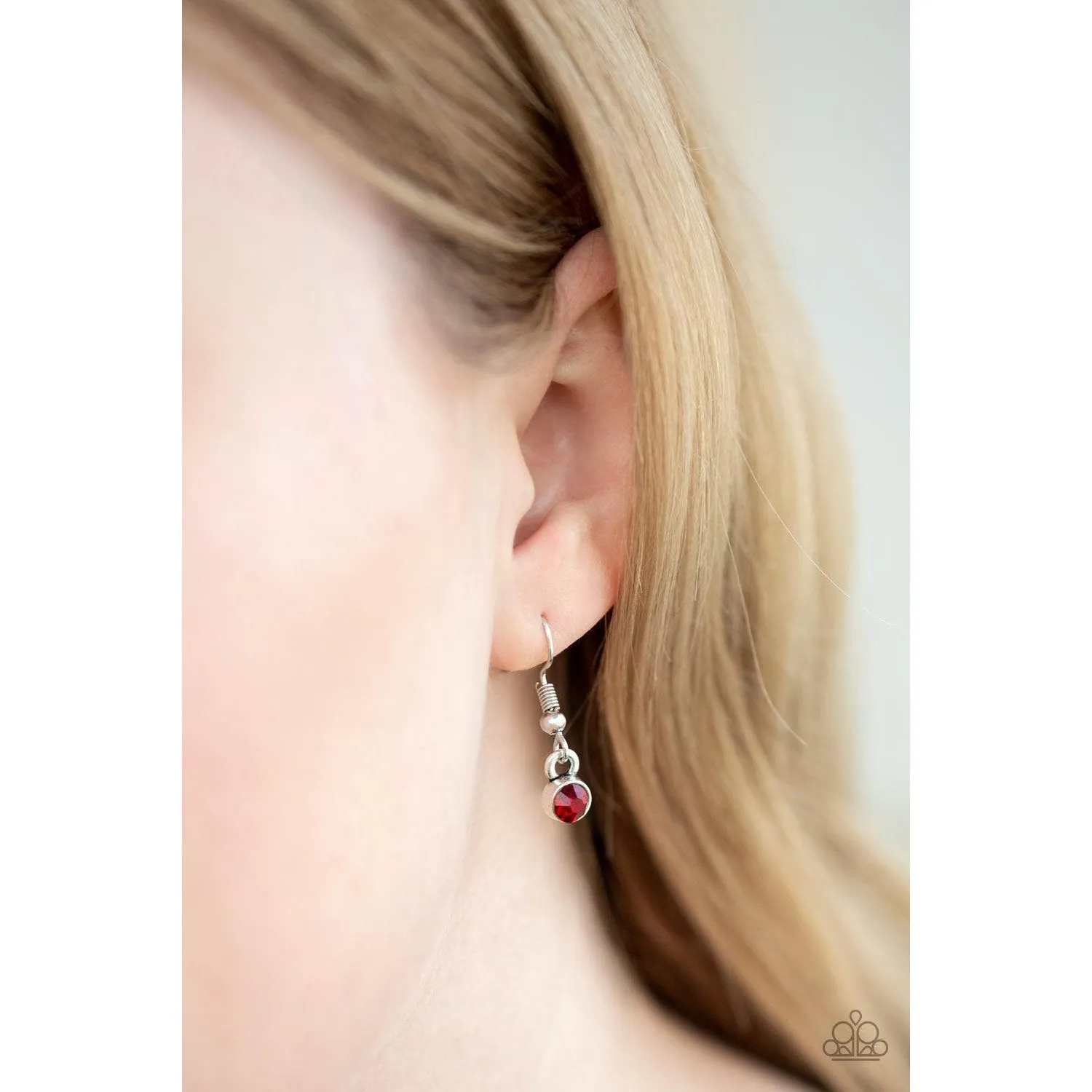 Paparazzi Money Mood Red Rhinestone Necklace & Earrings Set