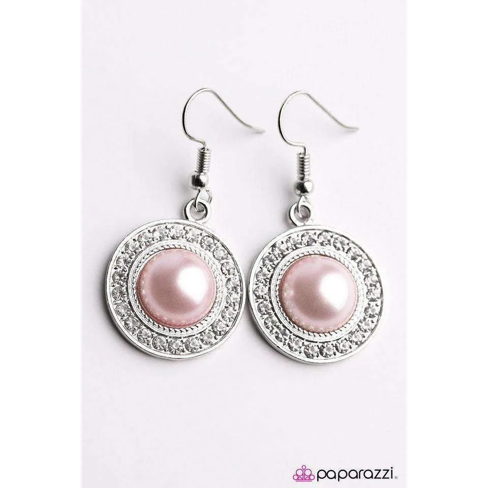 Paparazzi Roaming In Rochester Pink Bead Rhinestone Earrings