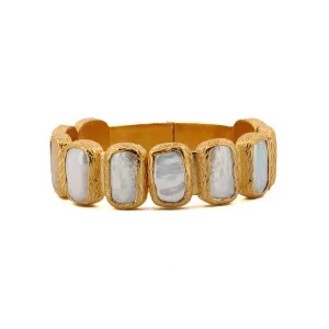 Pearl & Gold Elegant Cuff Bangle Bracelet