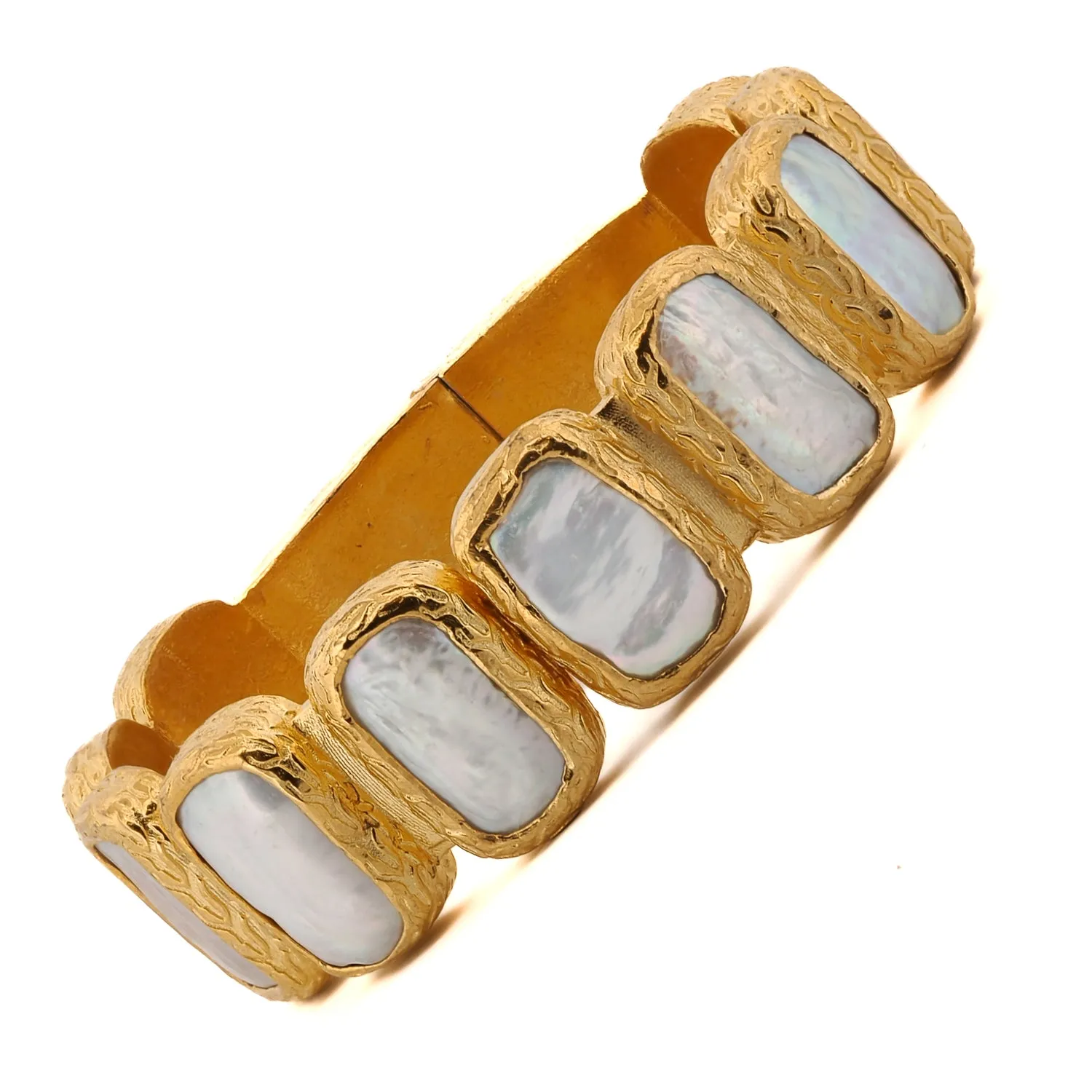 Pearl & Gold Elegant Cuff Bangle Bracelet