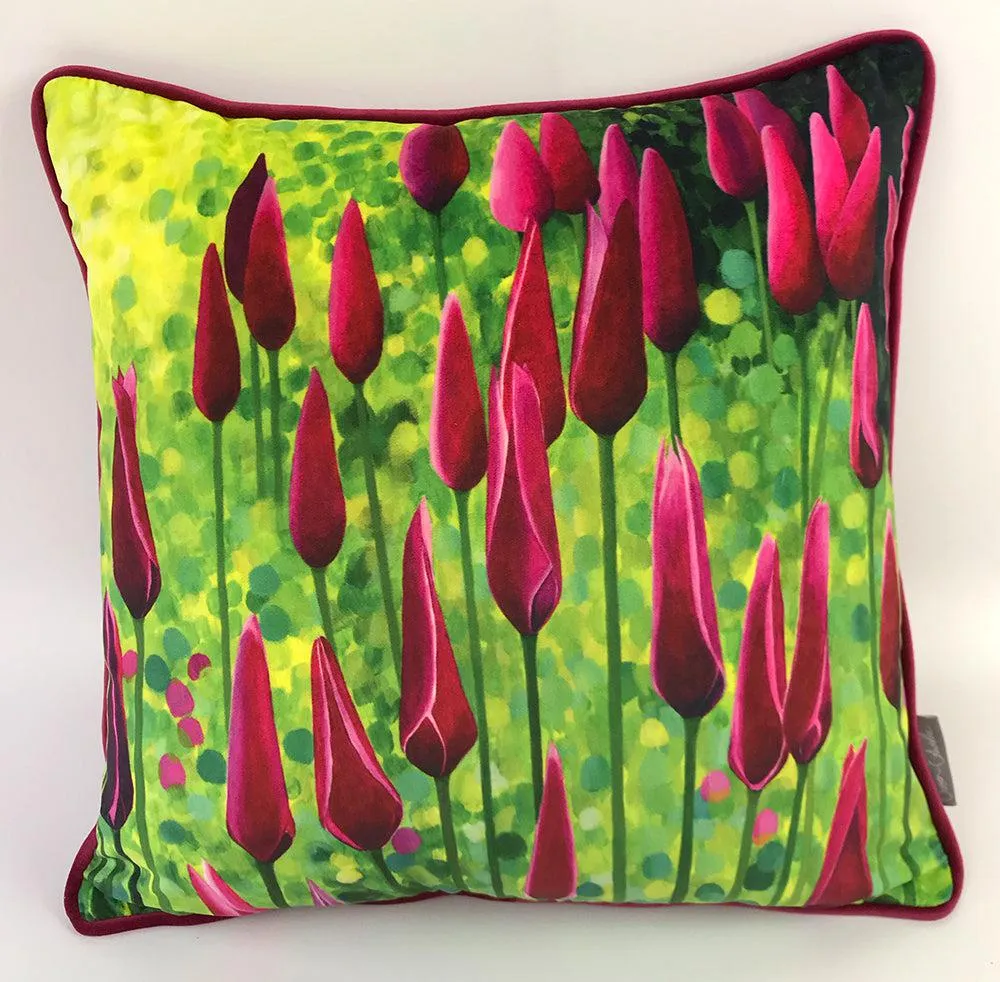 Peppermint Stick Tulips Cushion