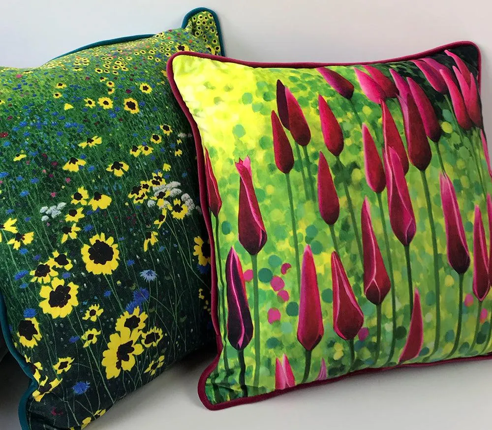 Peppermint Stick Tulips Cushion