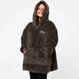 Personalised Kids Cosy Teddy Fleece Blanket Hoodie - available in a choice of 2 colours