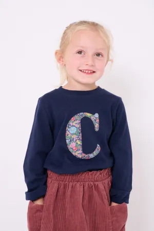 Personalised Navy T-Shirt in Clare Rich Liberty Print