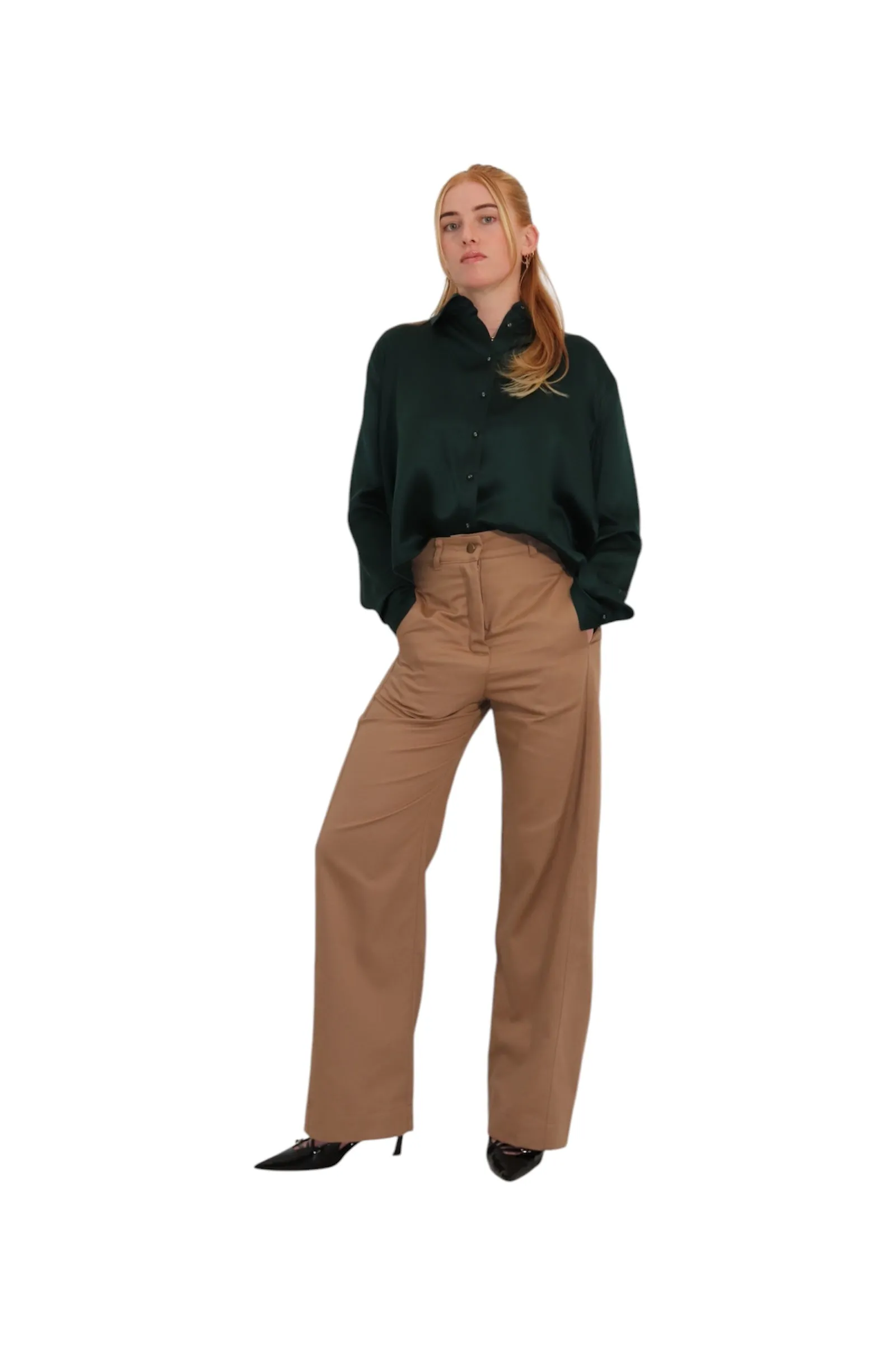 PHOEBE SILK SHIRT - HUNTER