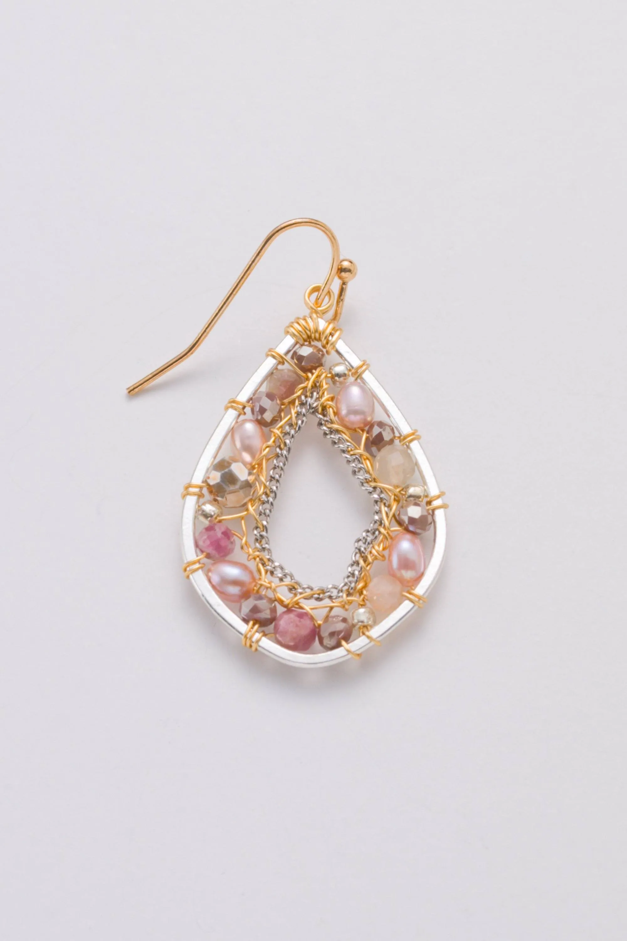 Pink Pearl Teardrop Earrings
